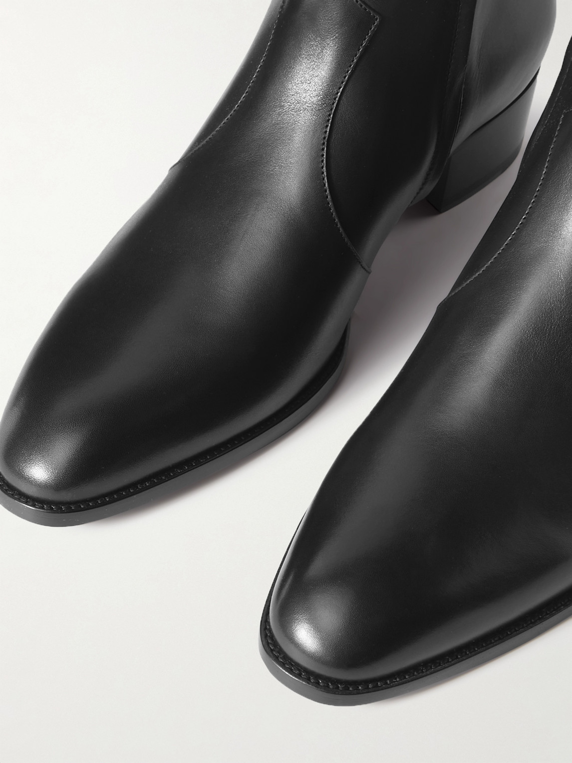 Shop Saint Laurent Wyatt Leather Chelsea Boots In Black