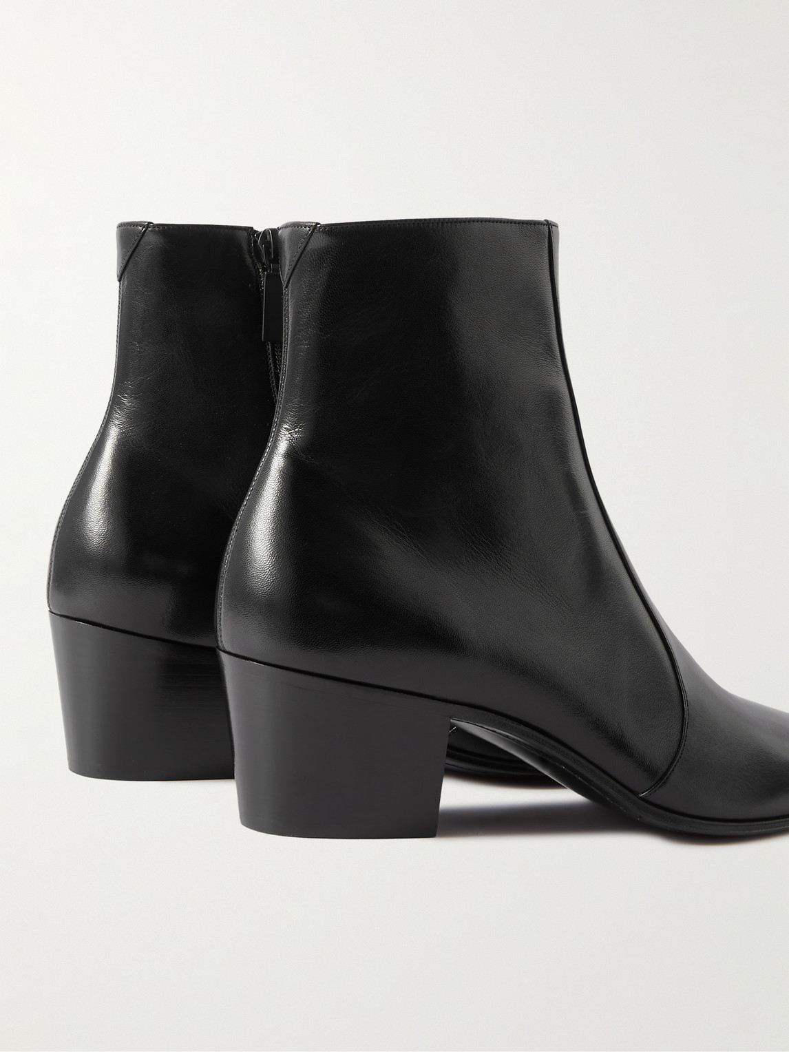 Shop Saint Laurent Vassili Leather Ankle Boots In Black