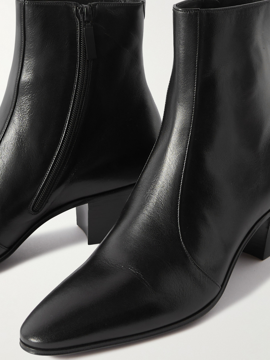 Shop Saint Laurent Vassili Leather Ankle Boots In Black