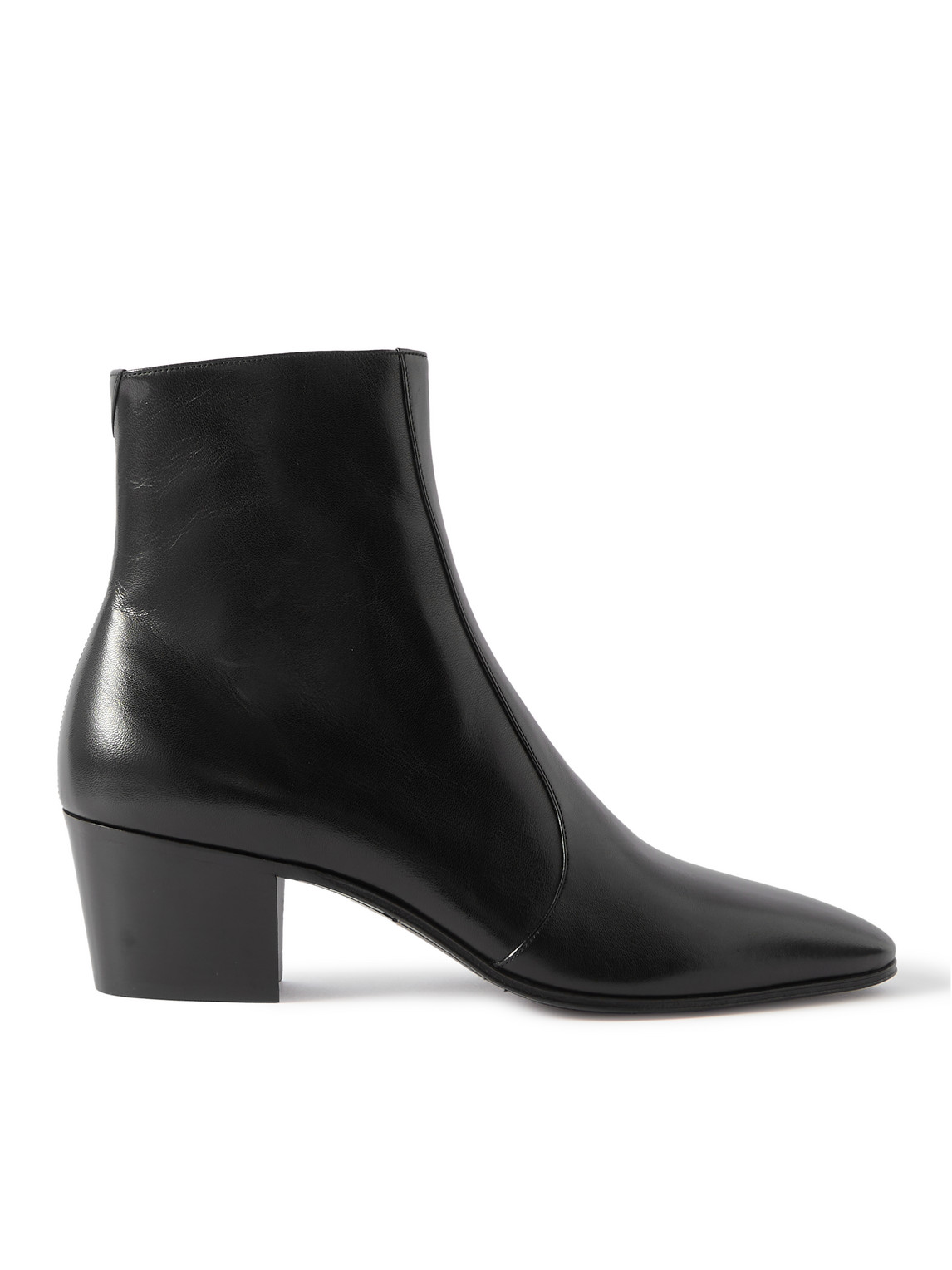 Saint Laurent Vassili Leather Ankle Boots In Black