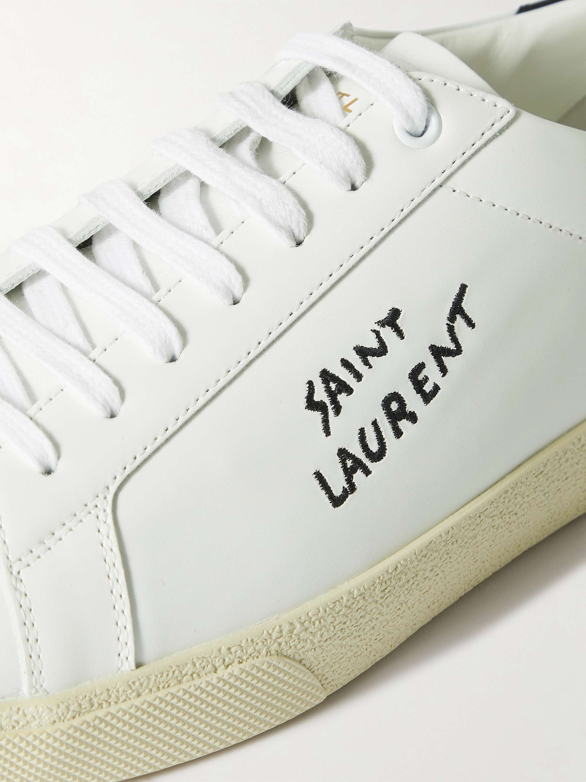 Saint Laurent Logo-Embroidered Leather-trimmed Canvas Espadrilles