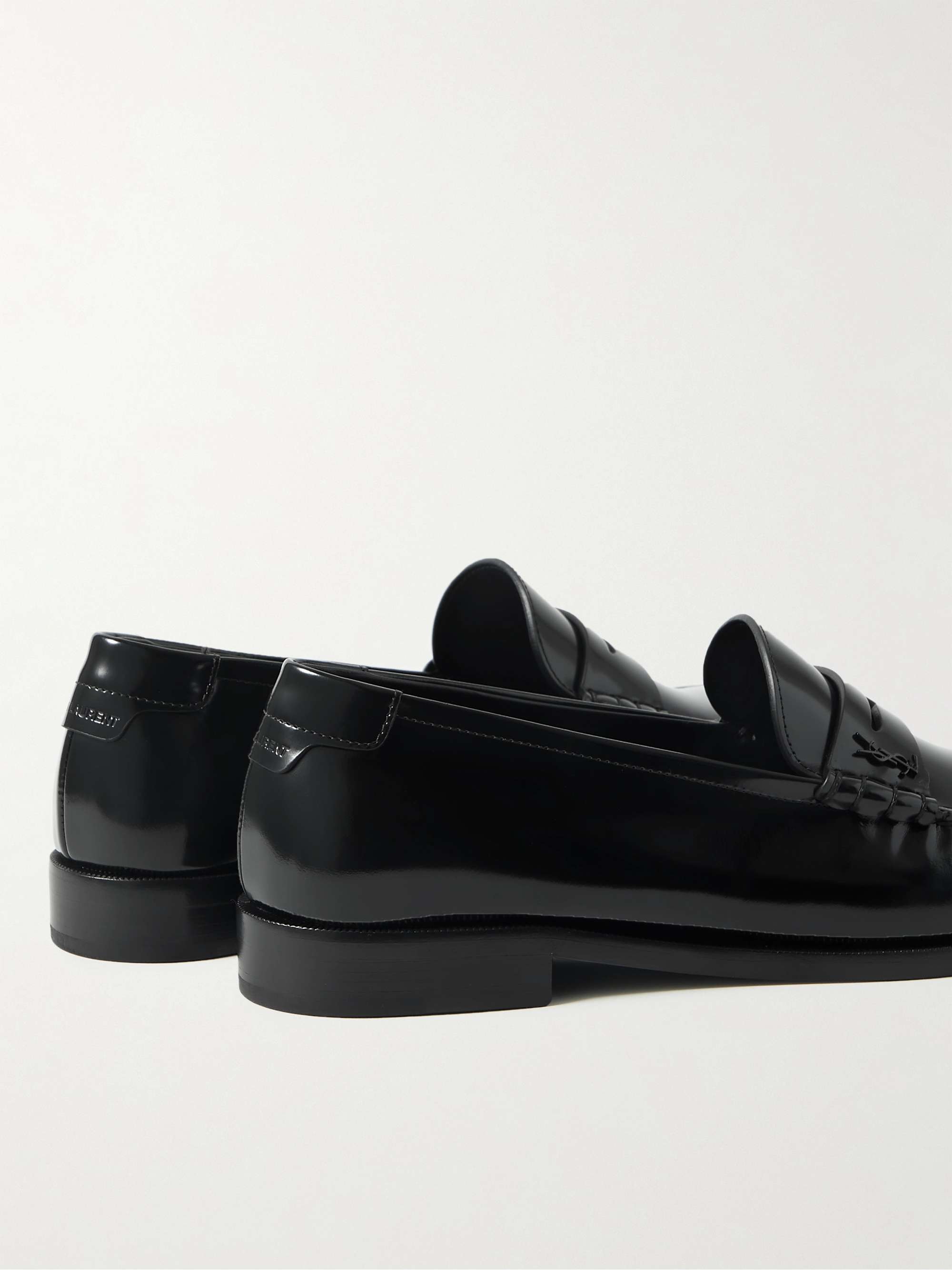 SAINT LAURENT Le Loafer Monogram Logo-Appliquéd Leather Penny Loafers