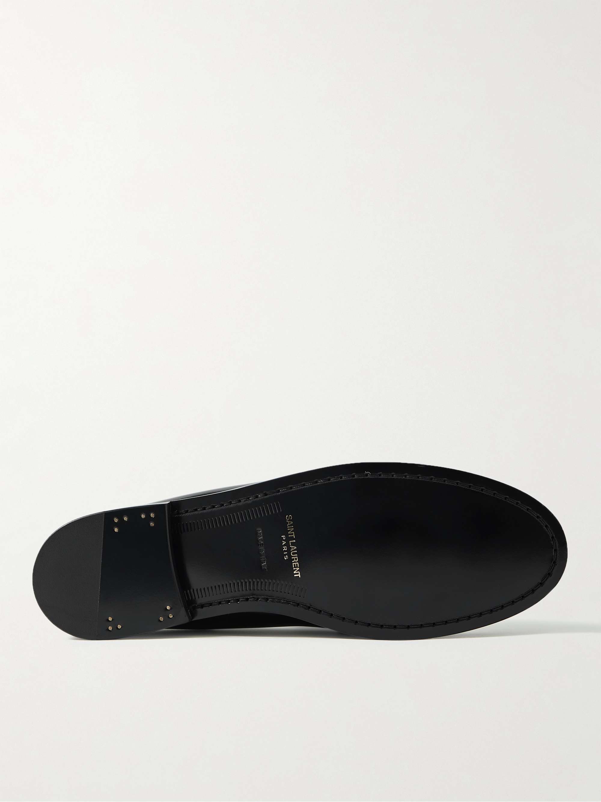 SAINT LAURENT Le Loafer Monogram Logo-Appliquéd Leather Penny Loafers