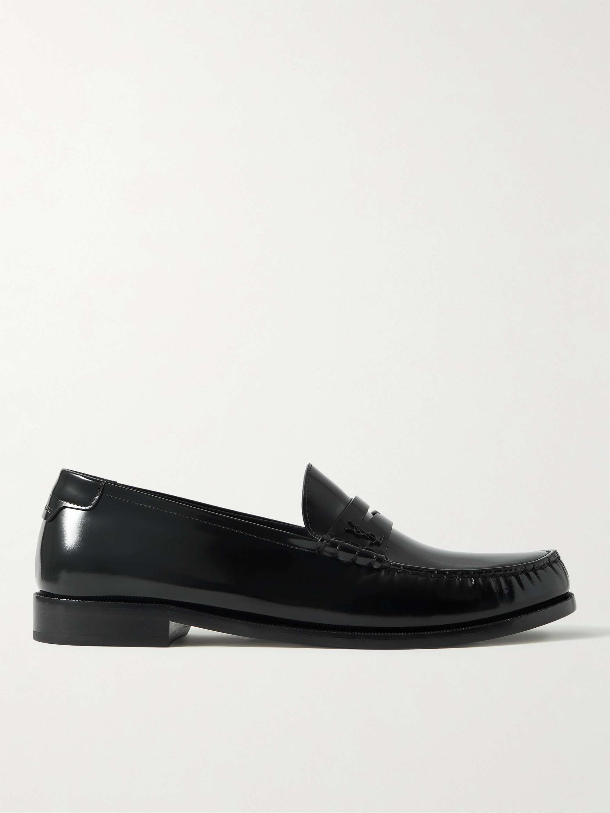 SAINT LAURENT Le Loafer Monogram Logo-Appliquéd Leather Penny Loafers ...