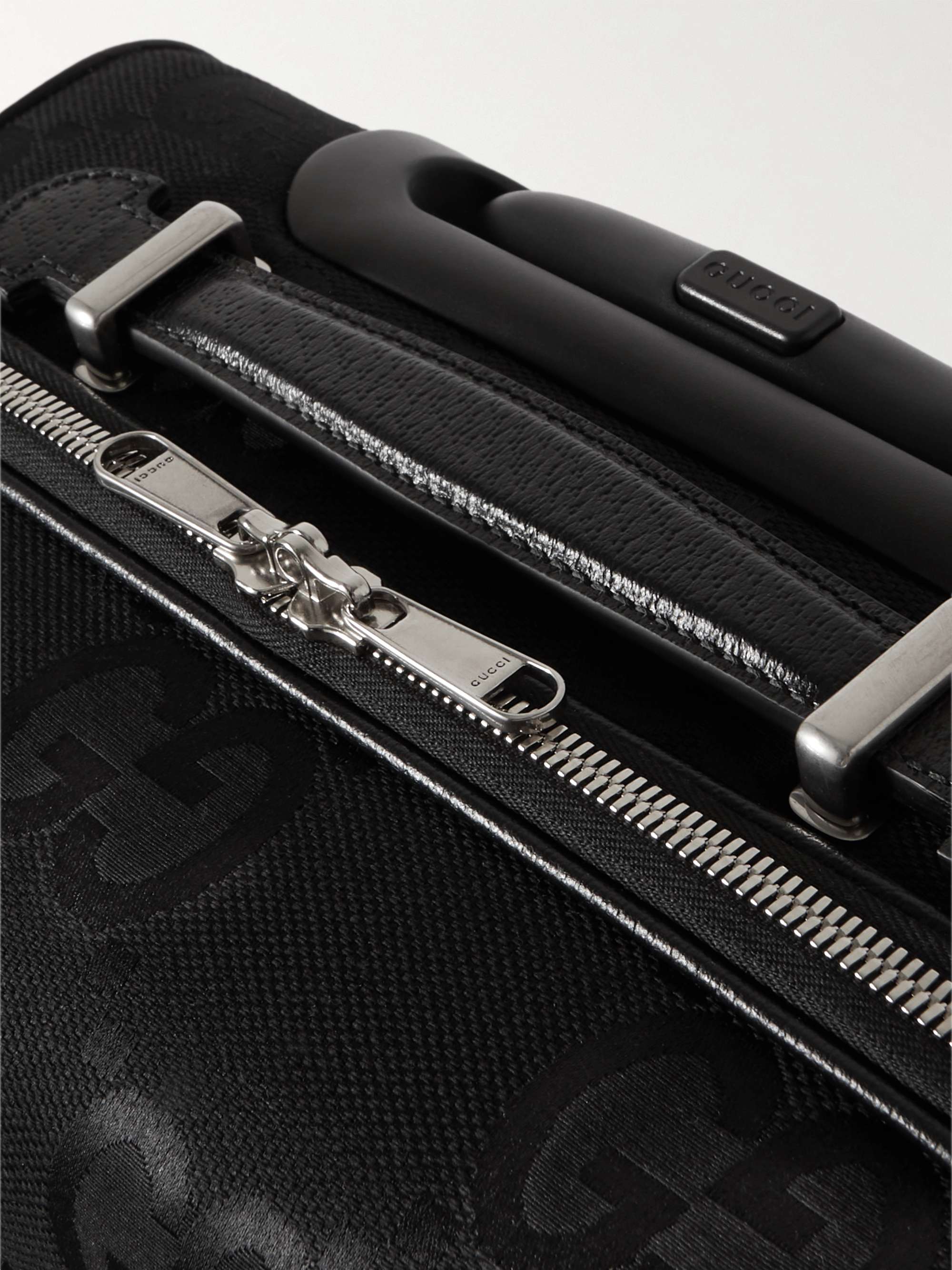 GUCCI Leather-Trimmed Monogrammed Canvas Carry-On Suitcase