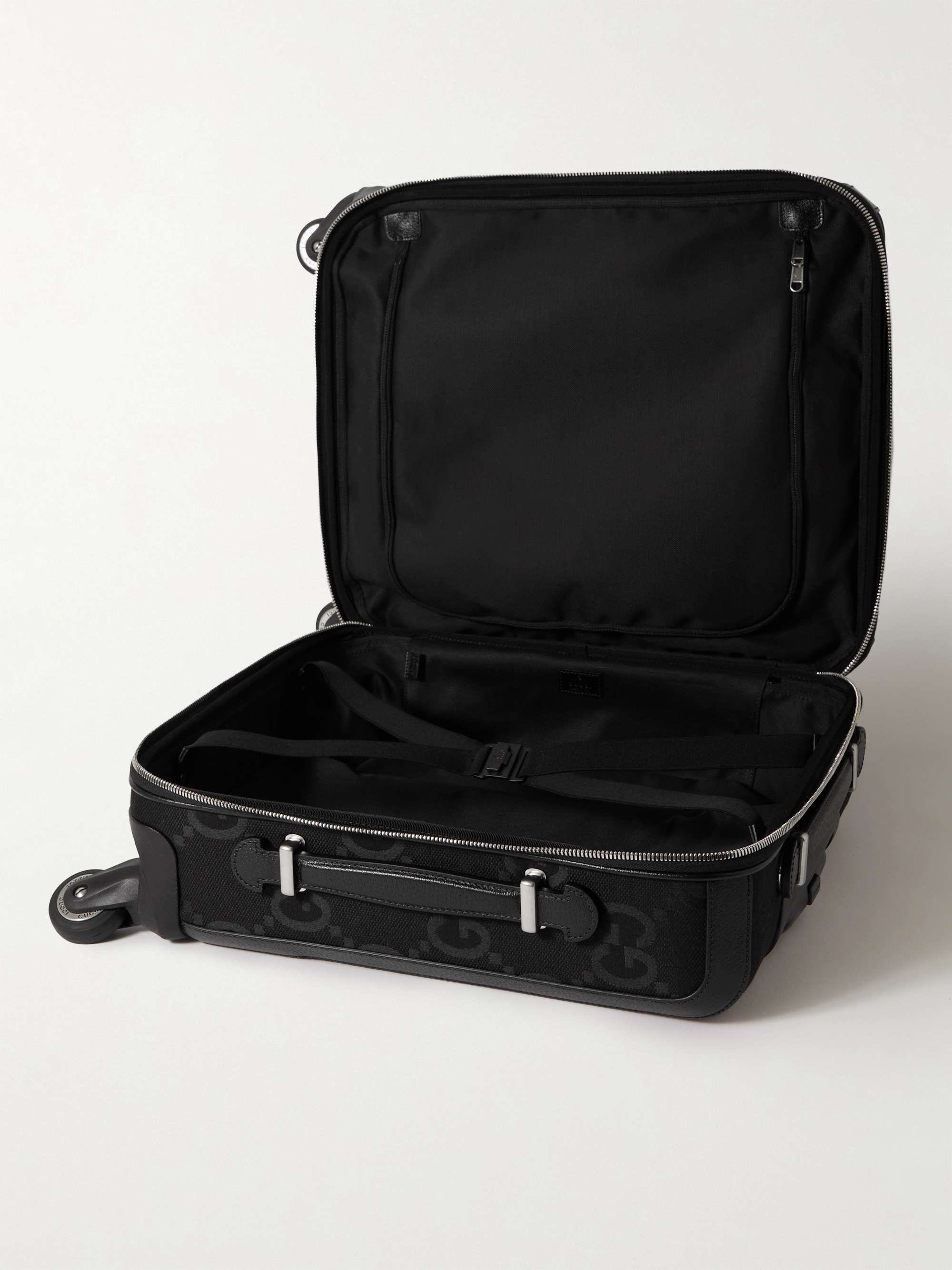 GUCCI Leather-Trimmed Monogrammed Canvas Carry-On Suitcase