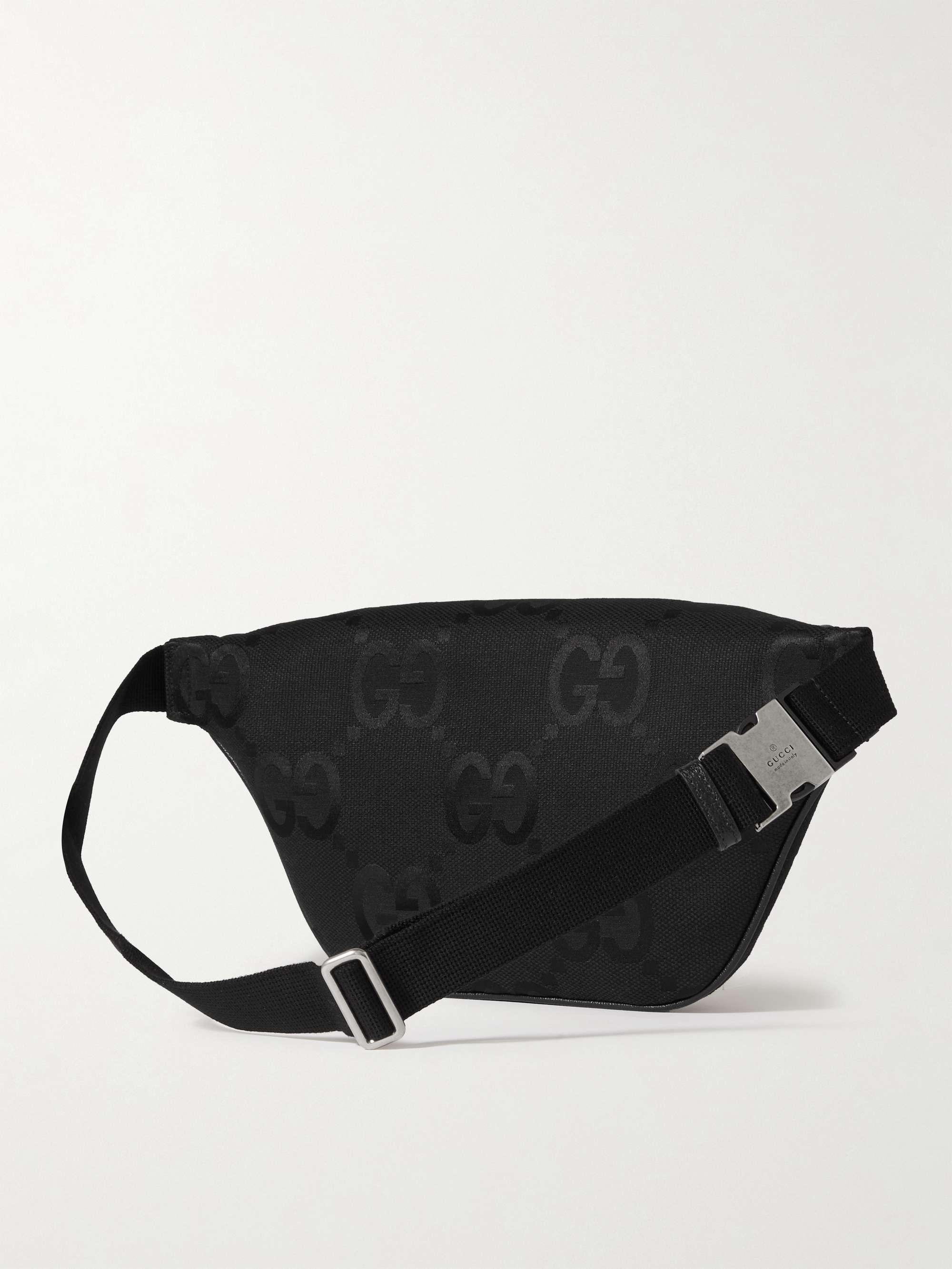 GUCCI Leather-Trimmed Monogrammed Canvas Belt Bag