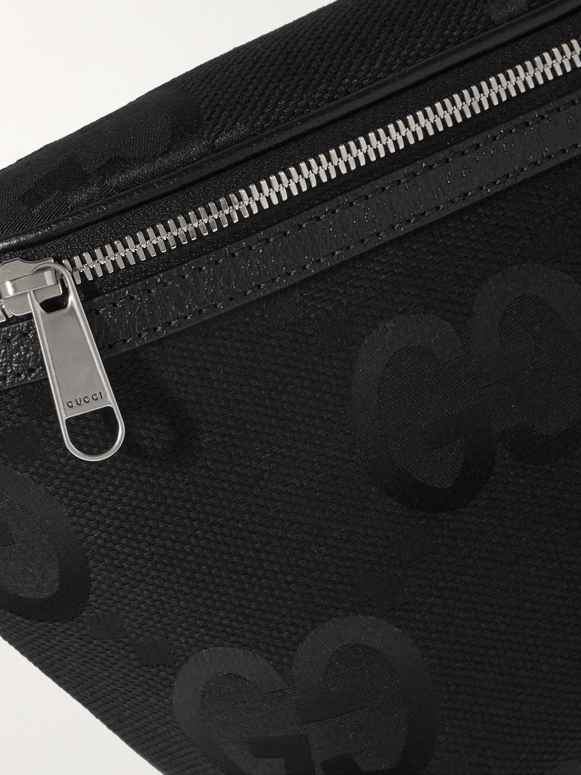 GUCCI Leather-Trimmed Monogrammed Canvas Belt Bag