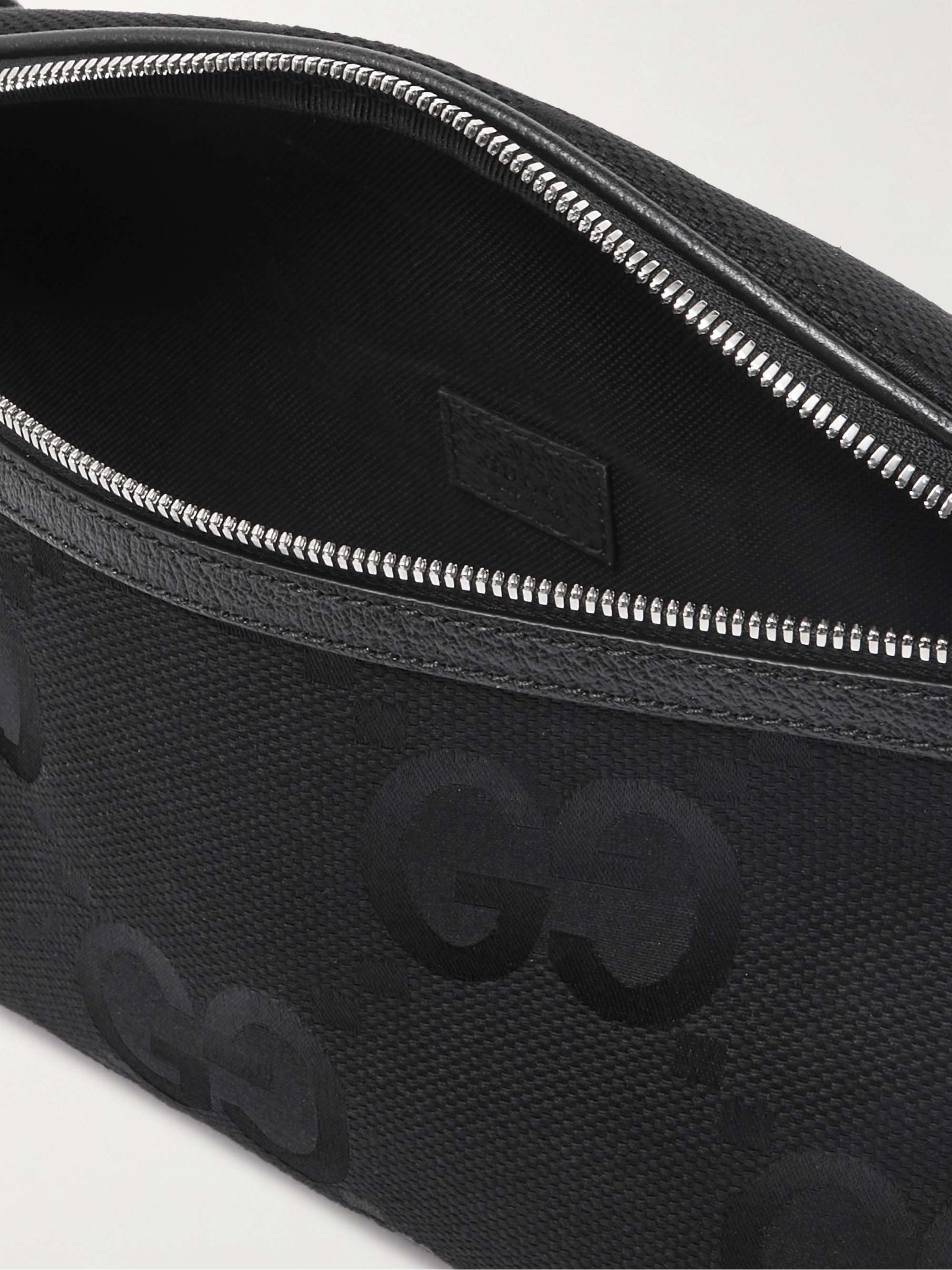 GUCCI Leather-Trimmed Monogrammed Canvas Belt Bag