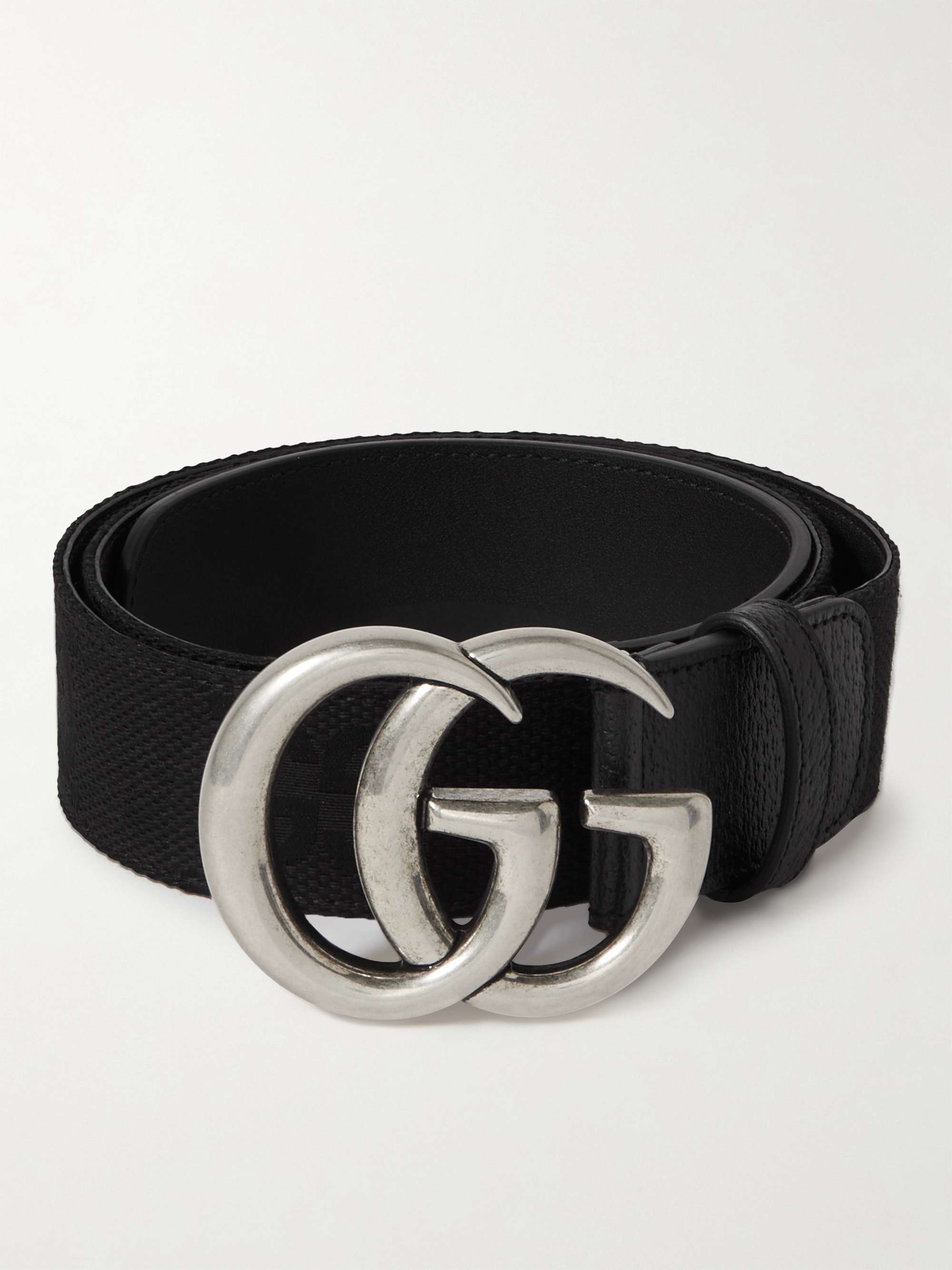 4cm Leather-Trimmed Logo-Jacquard Belt