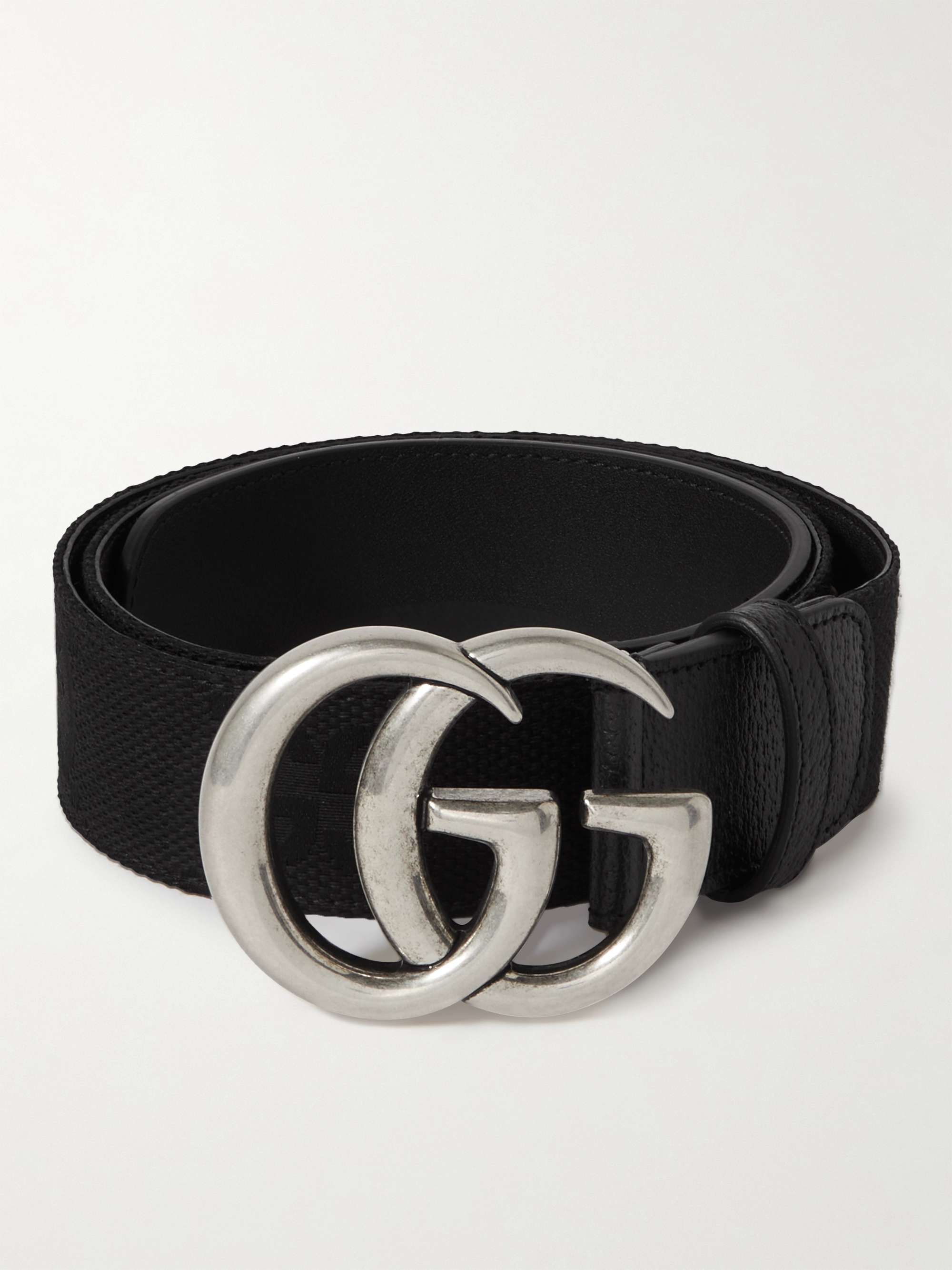 Gucci 4cm Leather-trimmed logo-jacquard Belt - Men - Black Belts