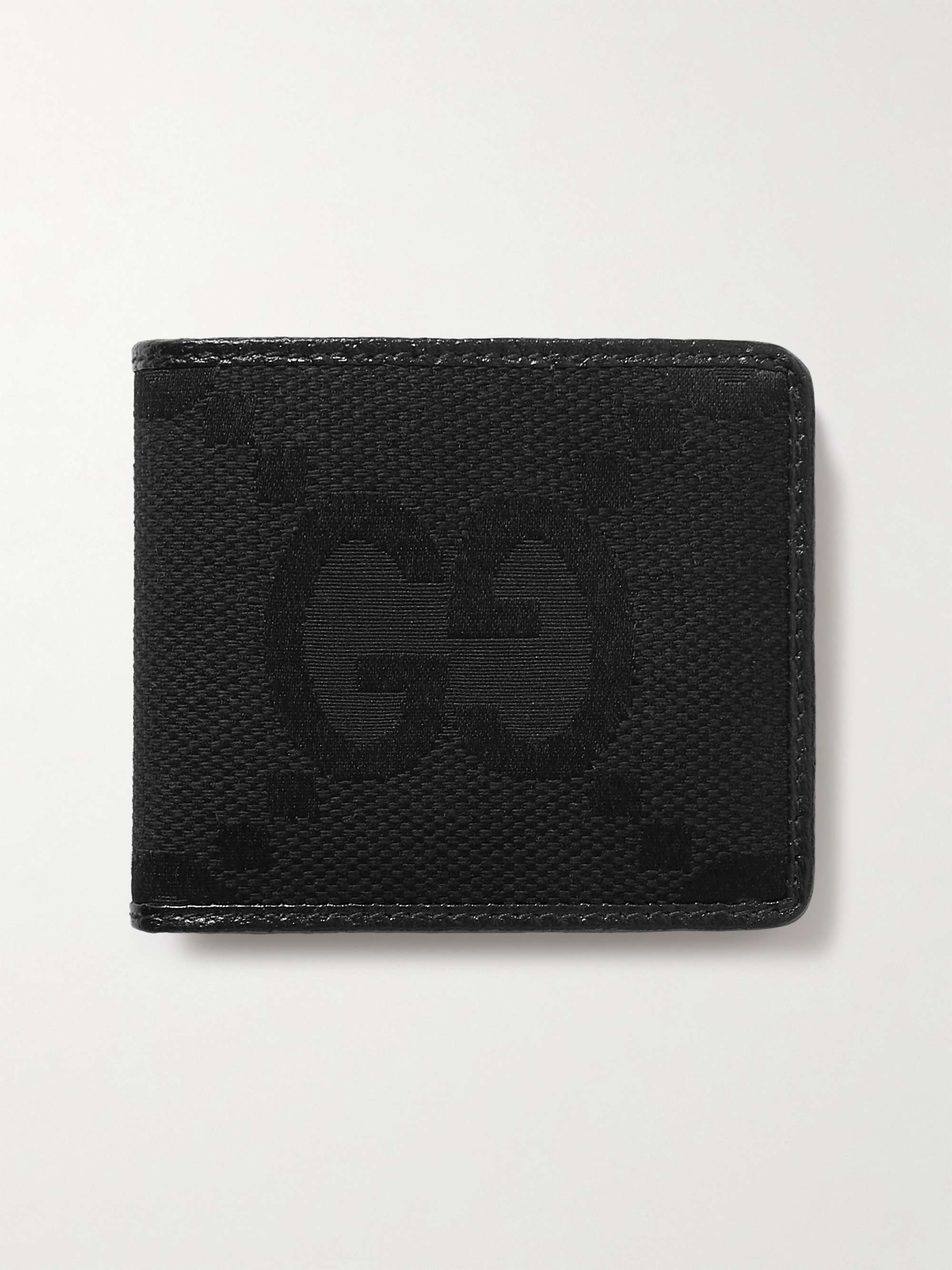 GUCCI Leather and Logo-Jacquard Wallet