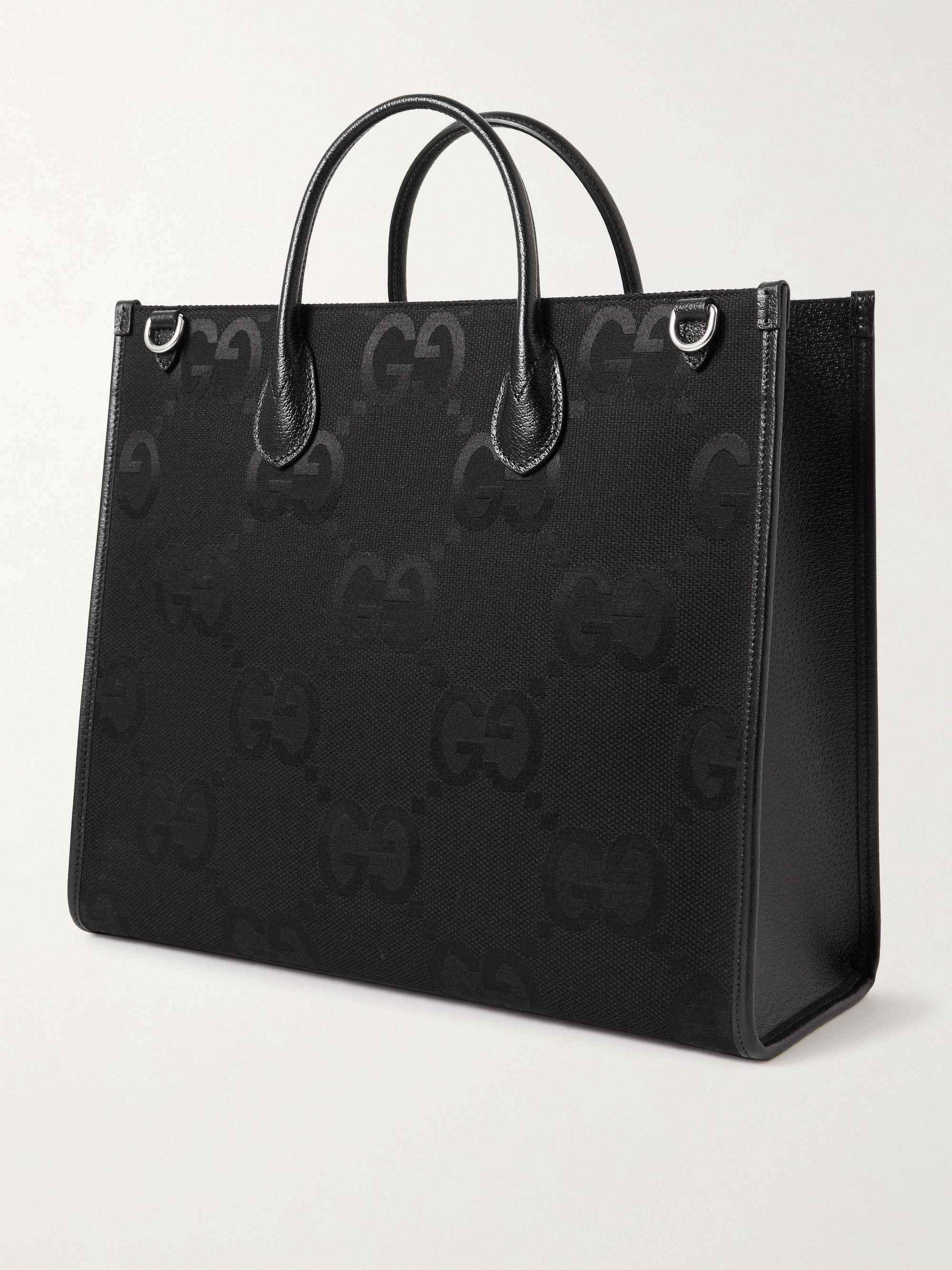 GUCCI Leather and Logo-Jacquard Tote Bag for Men