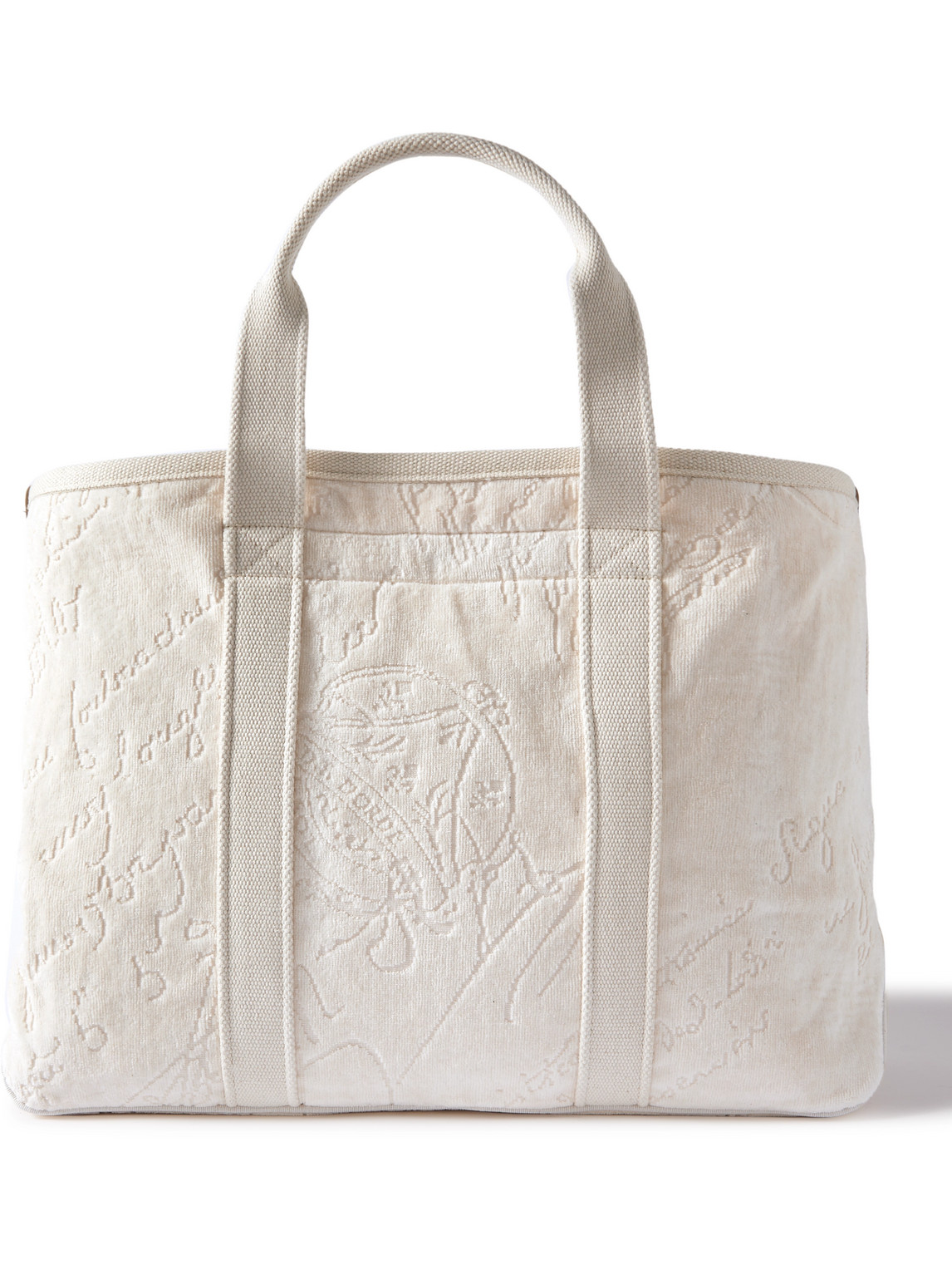 Berluti Scritto Canvas-trimmed Logo-embossed Terry Tote Bag In Neutrals