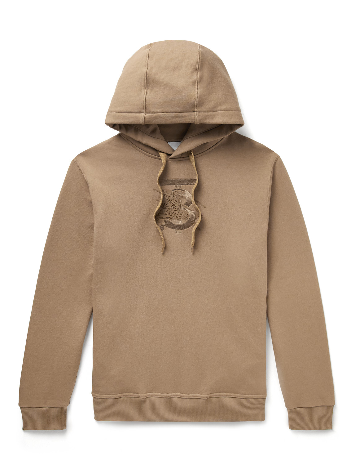 Burberry Logo-embroidered Cotton-blend Jersey Hoodie In Brown