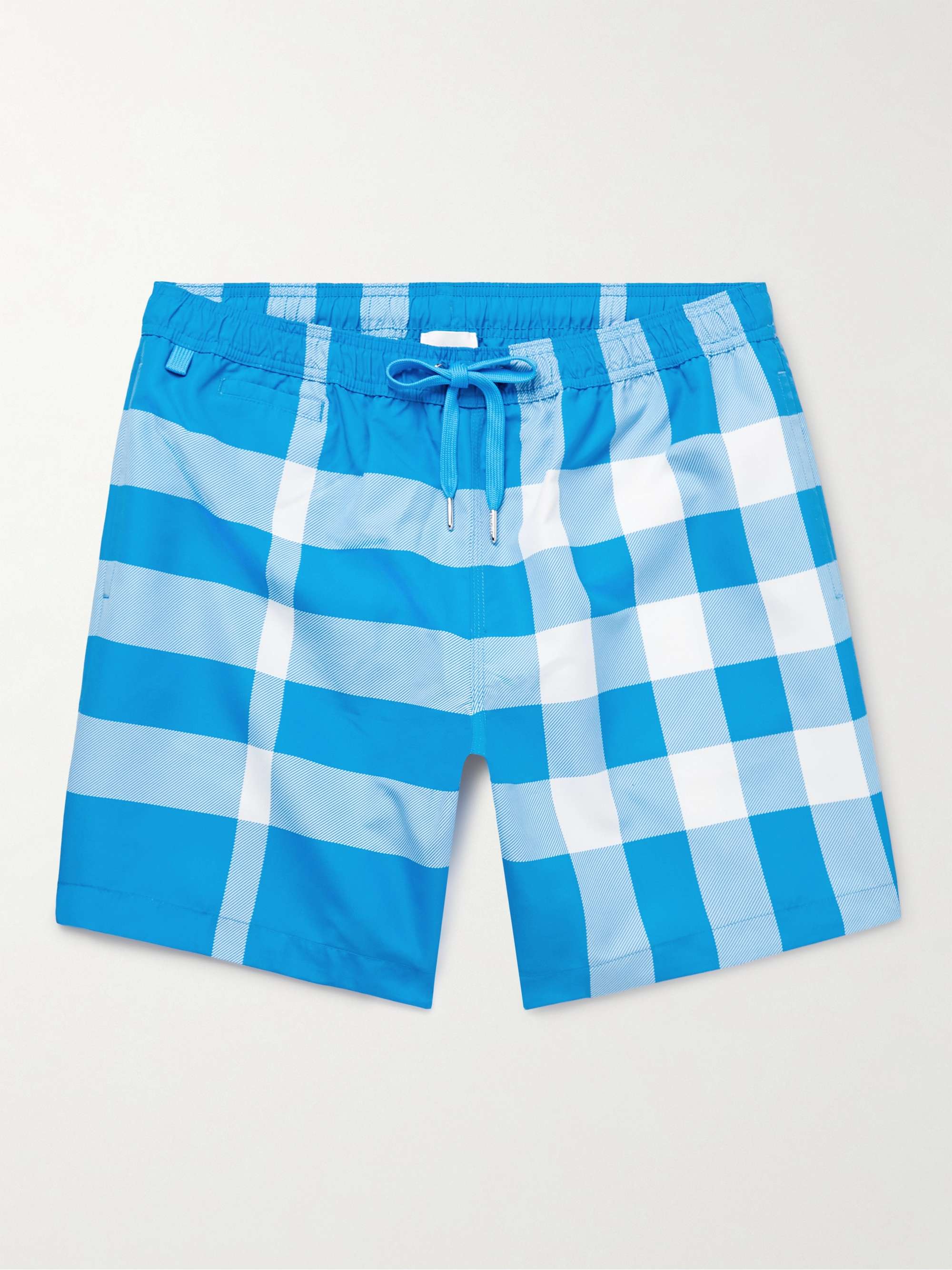 BURBERRY Straight-Leg Mid-Length Checked Swim Shorts