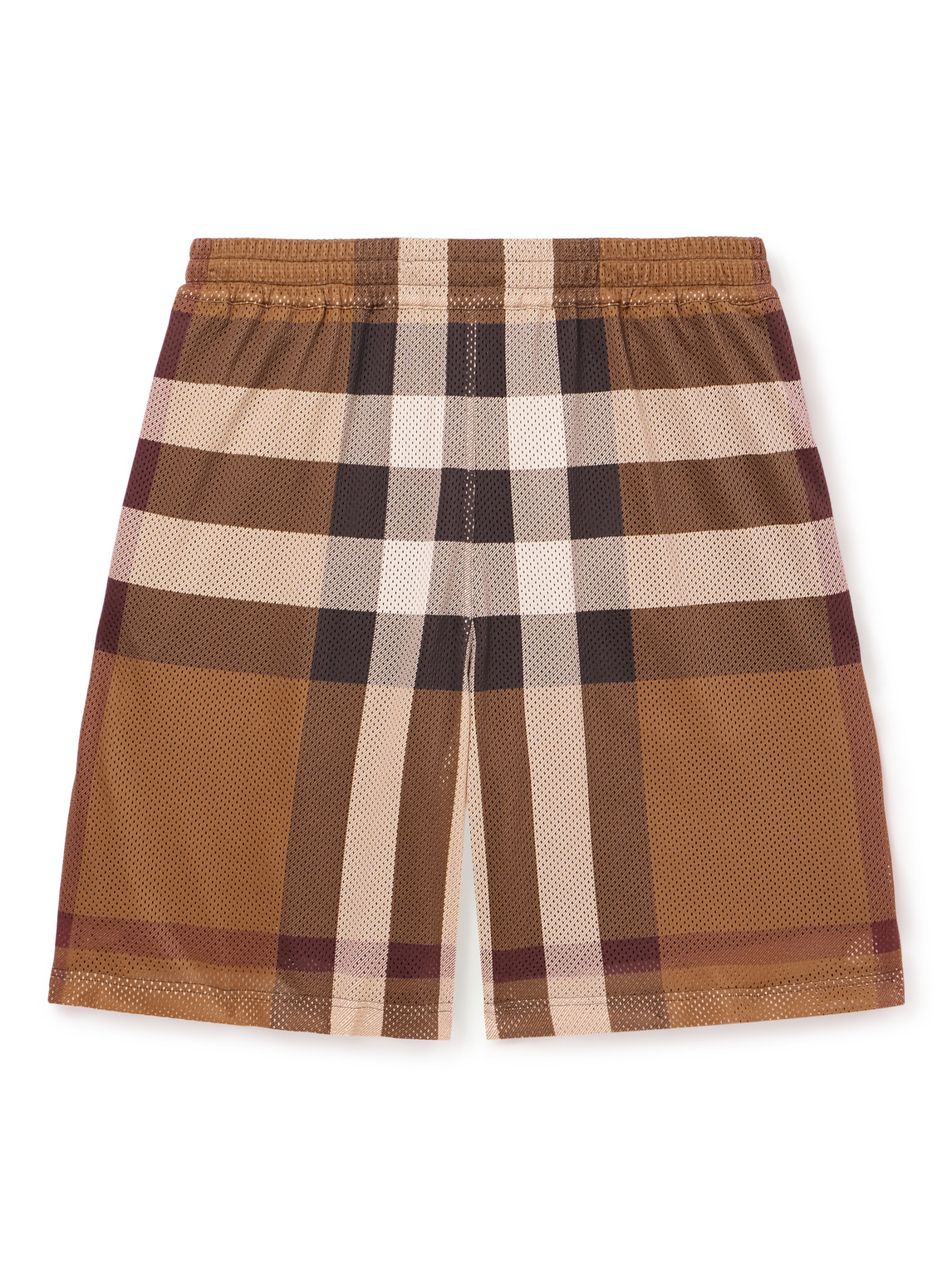 Burberry Wide-leg Checked Mesh Shorts In Brown