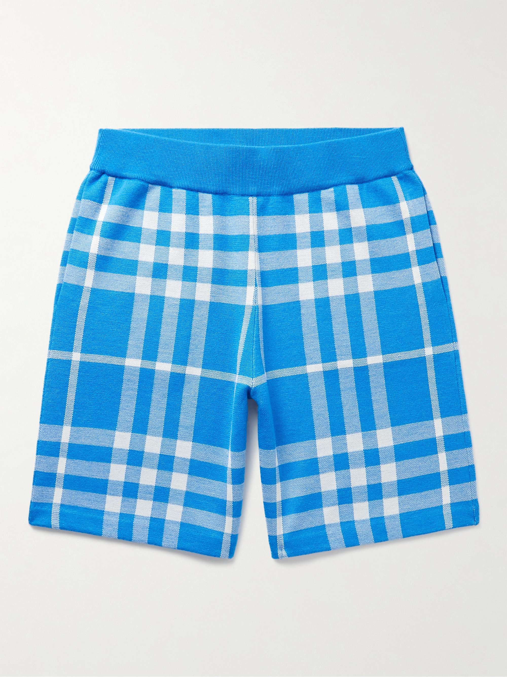 BURBERRY Straight-Leg Checked Wool and Silk-Blend Shorts