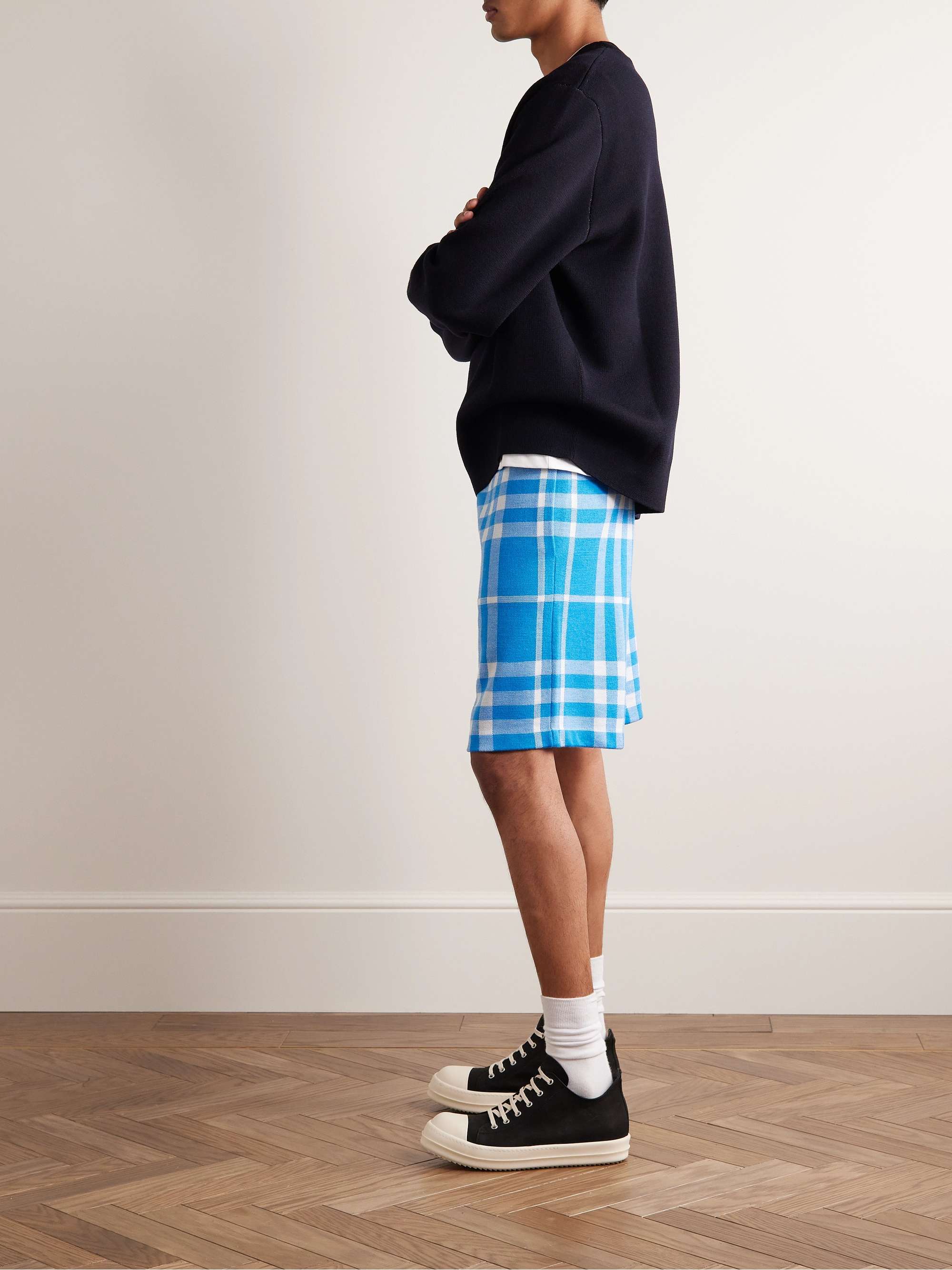 BURBERRY Straight-Leg Checked Wool and Silk-Blend Shorts