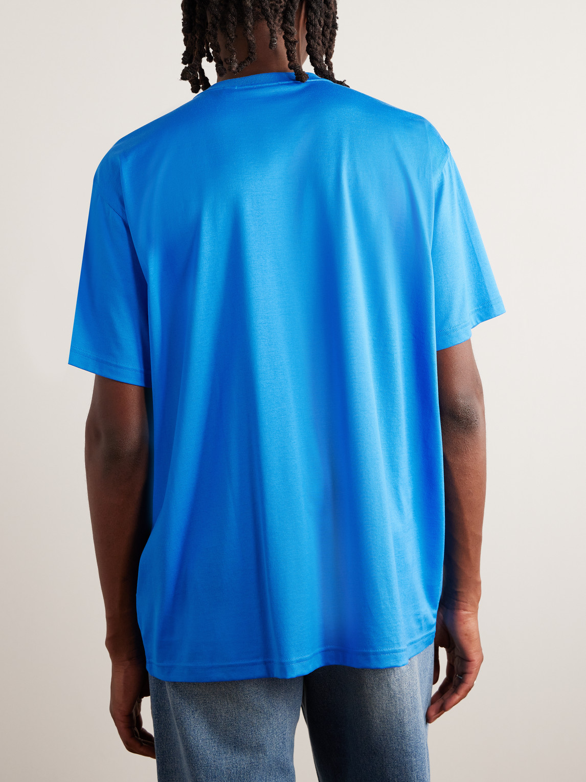 Shop Burberry Logo-print Cotton-jersey T-shirt In Blue