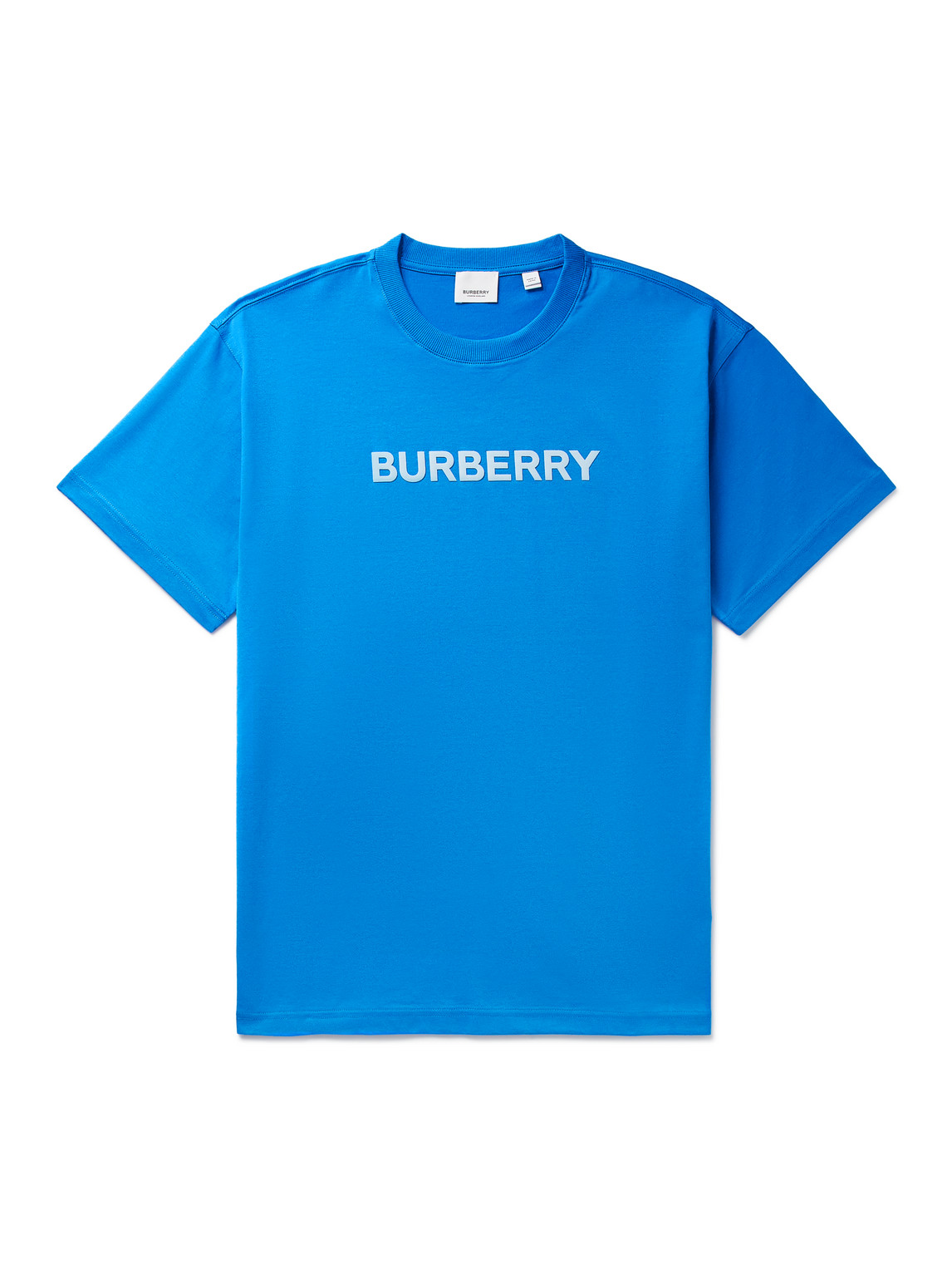 Shop Burberry Logo-print Cotton-jersey T-shirt In Blue