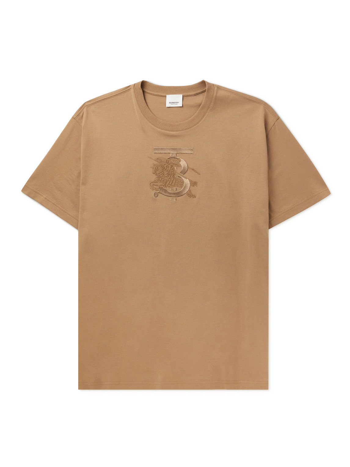 Burberry Embroidered Monogram Ekd Cotton T-shirt In Brown