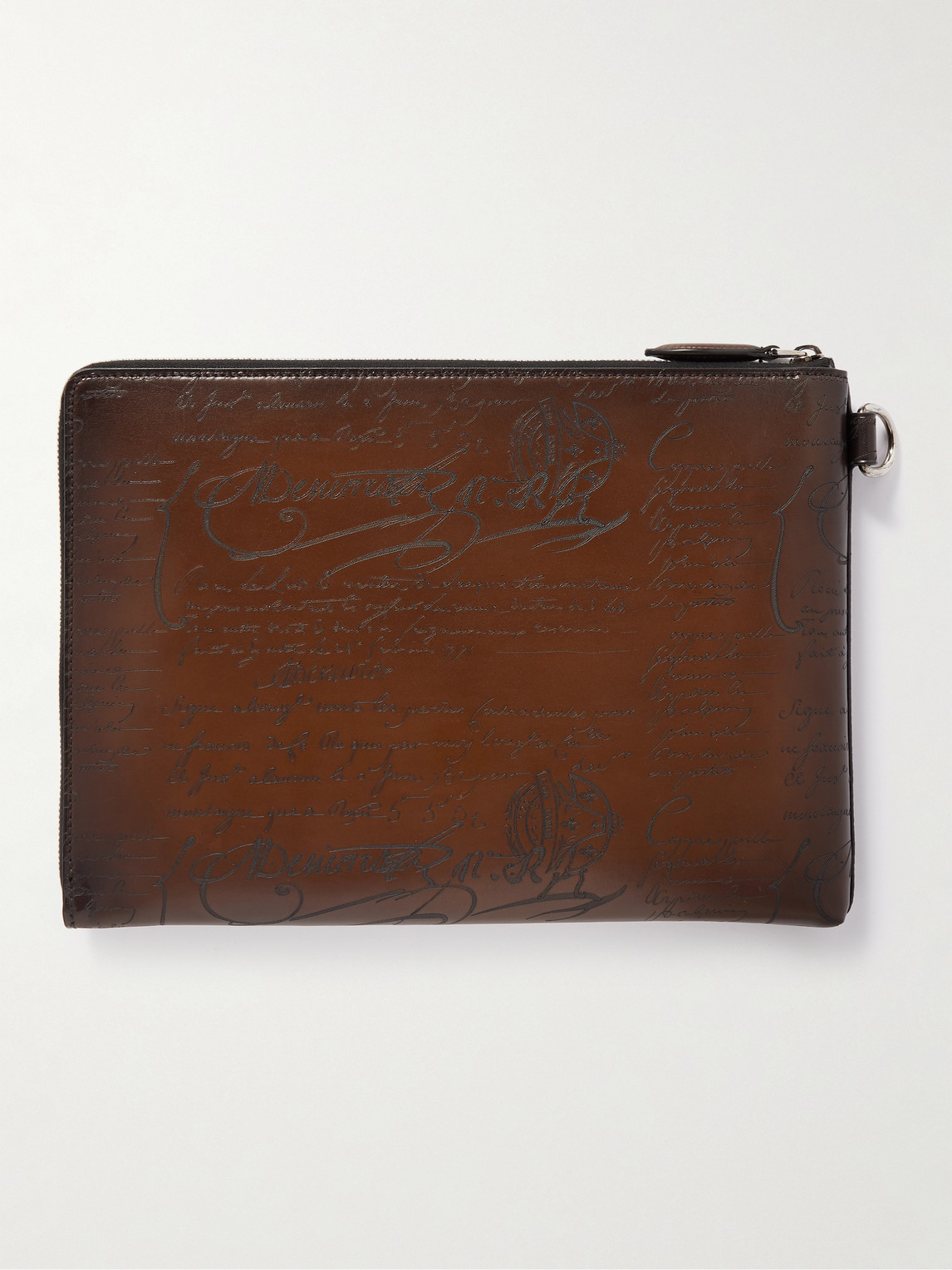 Shop Berluti Nino Scritto Venezia Leather Pouch In Brown