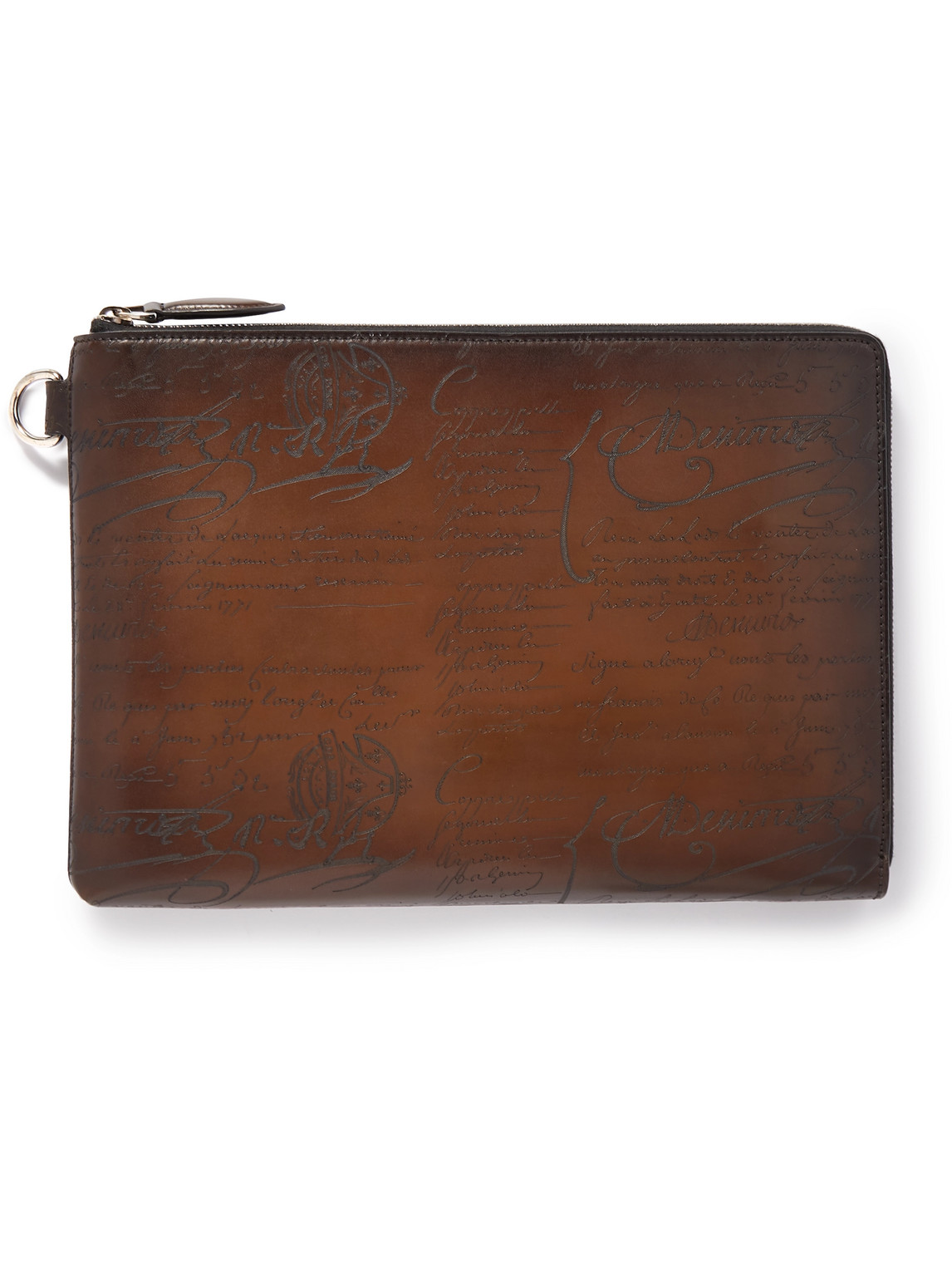 Berluti Nino Scritto Venezia Leather Pouch In Brown