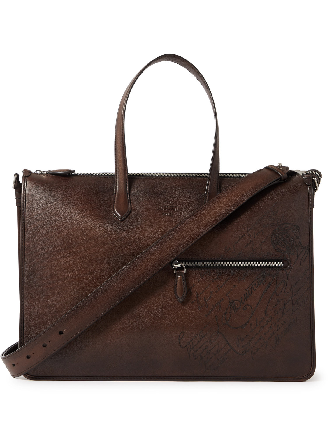 Berluti Perspective Scritto Venezia Full-grain Leather Tote Bag In Brown