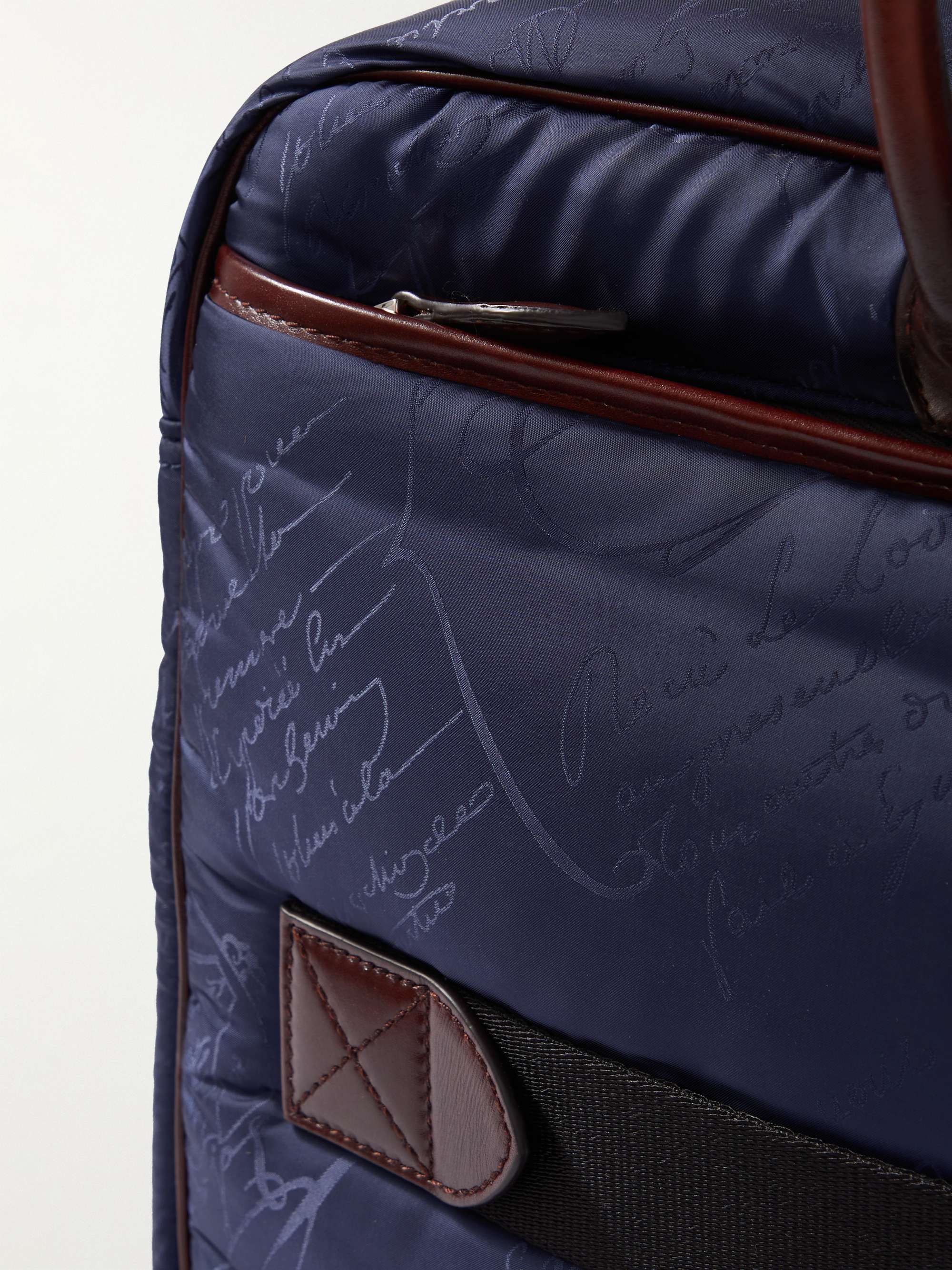 BERLUTI Scritto Logo-Jacquard Nylon and Venezia Leather Weekend Bag ...