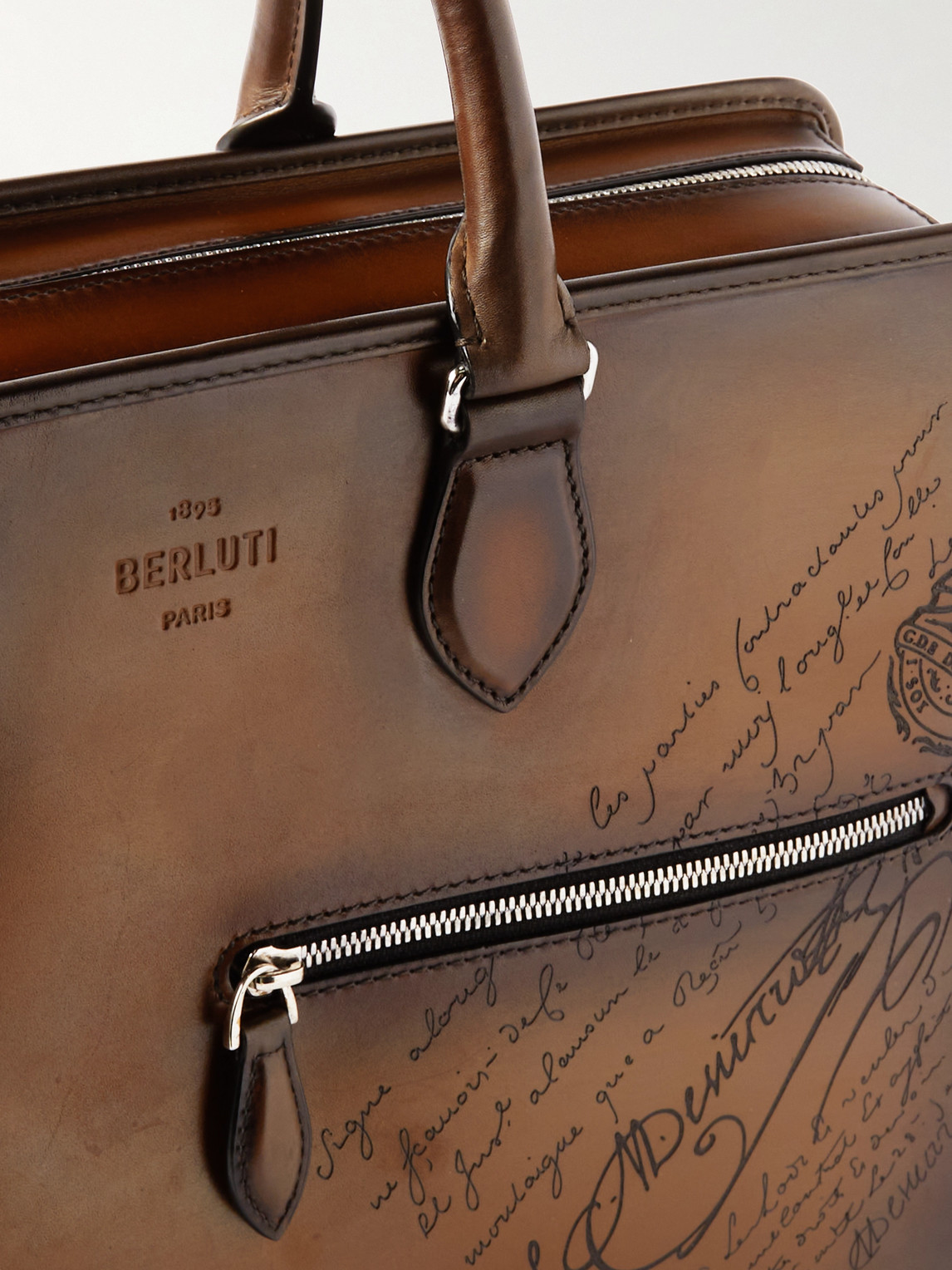 Shop Berluti 2 Jour Neo Scritto Venezia Leather Briefcase In Brown