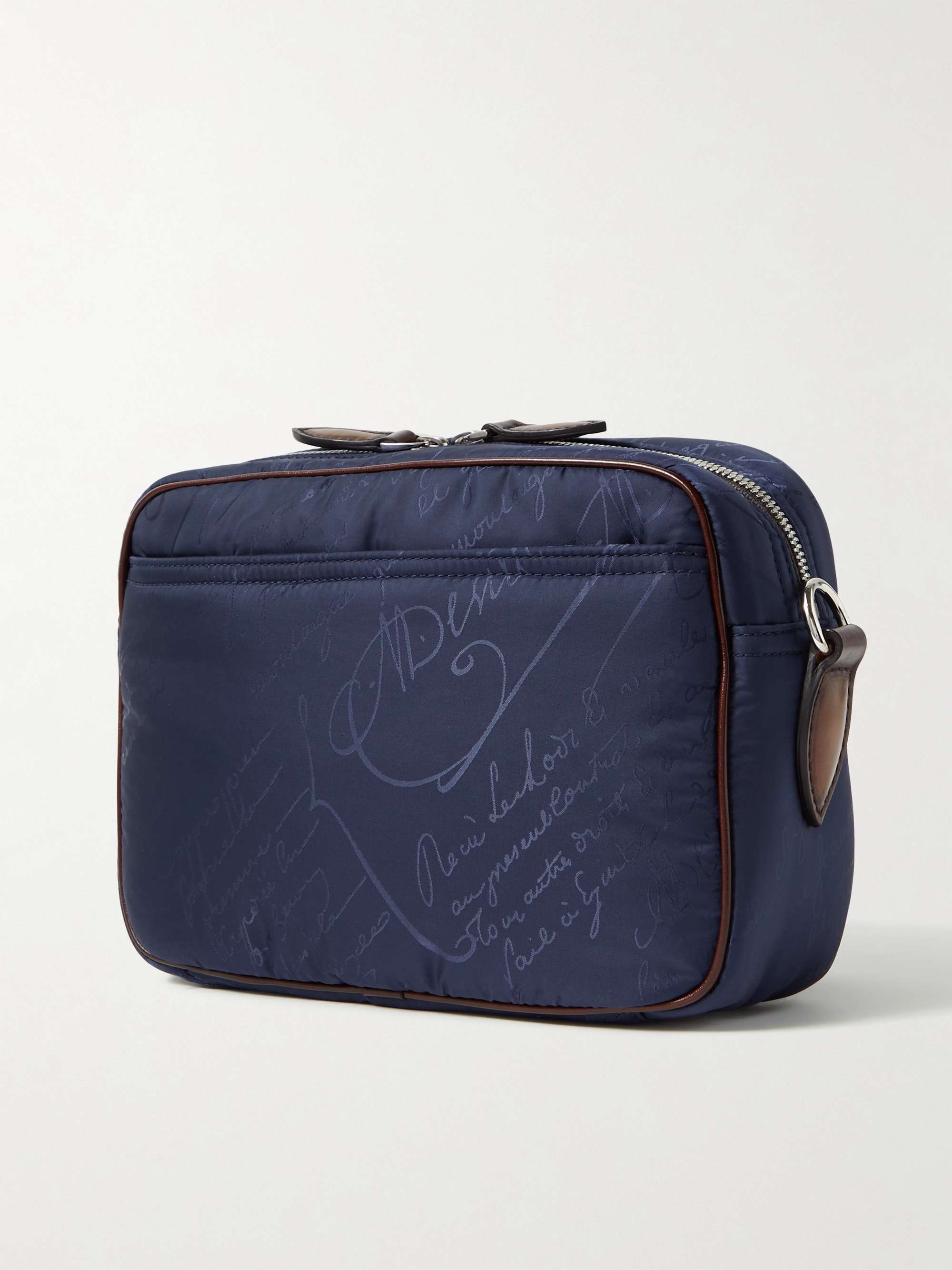 BERLUTI Scritto Venezia Leather-Trimmed Nylon-Jacquard Messenger Bag ...