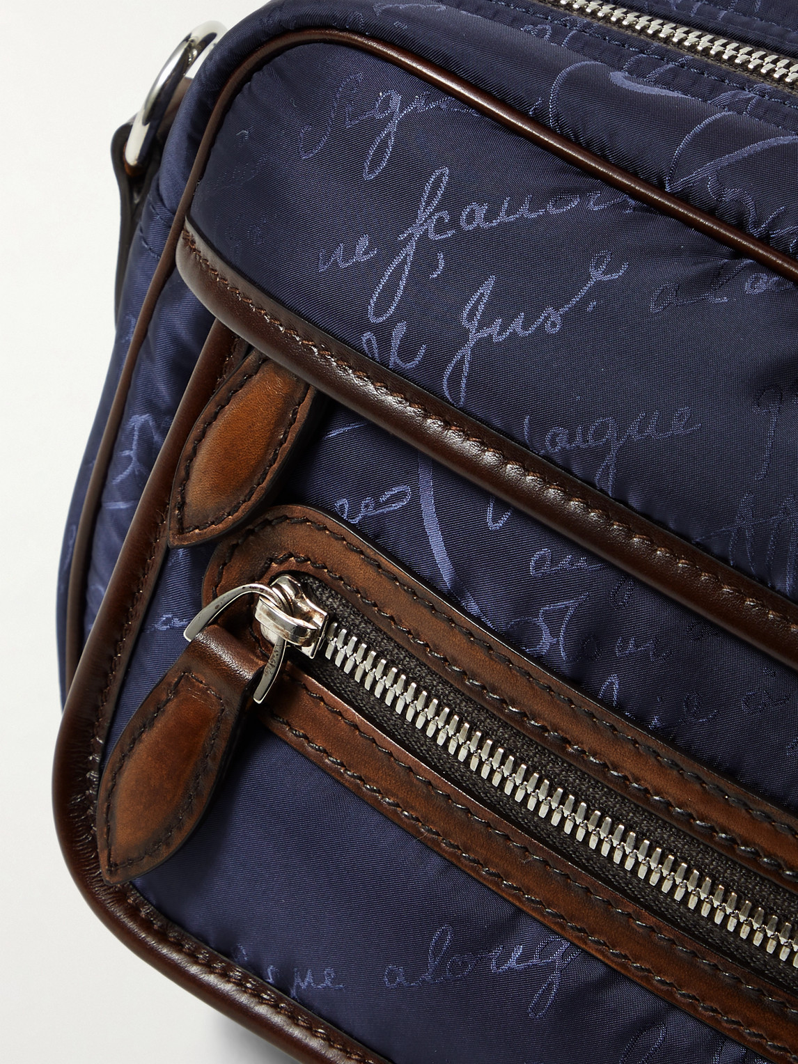 Berluti Scritto Venezia Leather-trimmed Nylon-jacquard Messenger