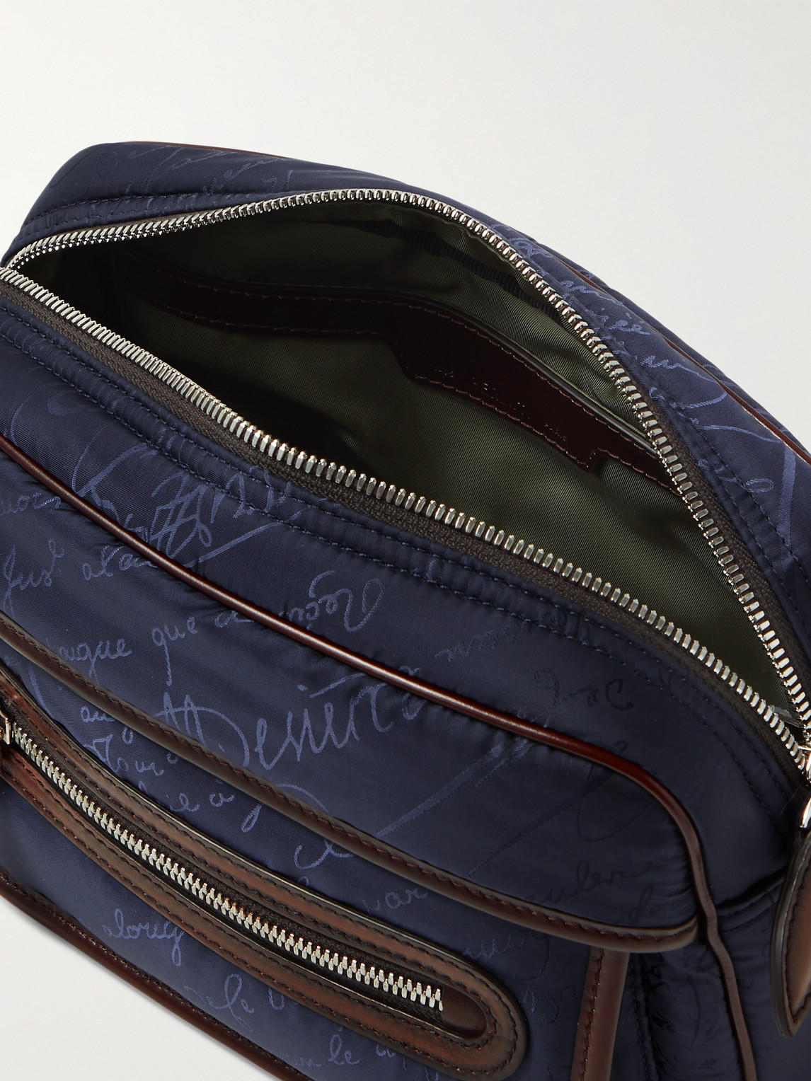 Berluti Scritto Venezia Leather-trimmed Nylon-jacquard Messenger