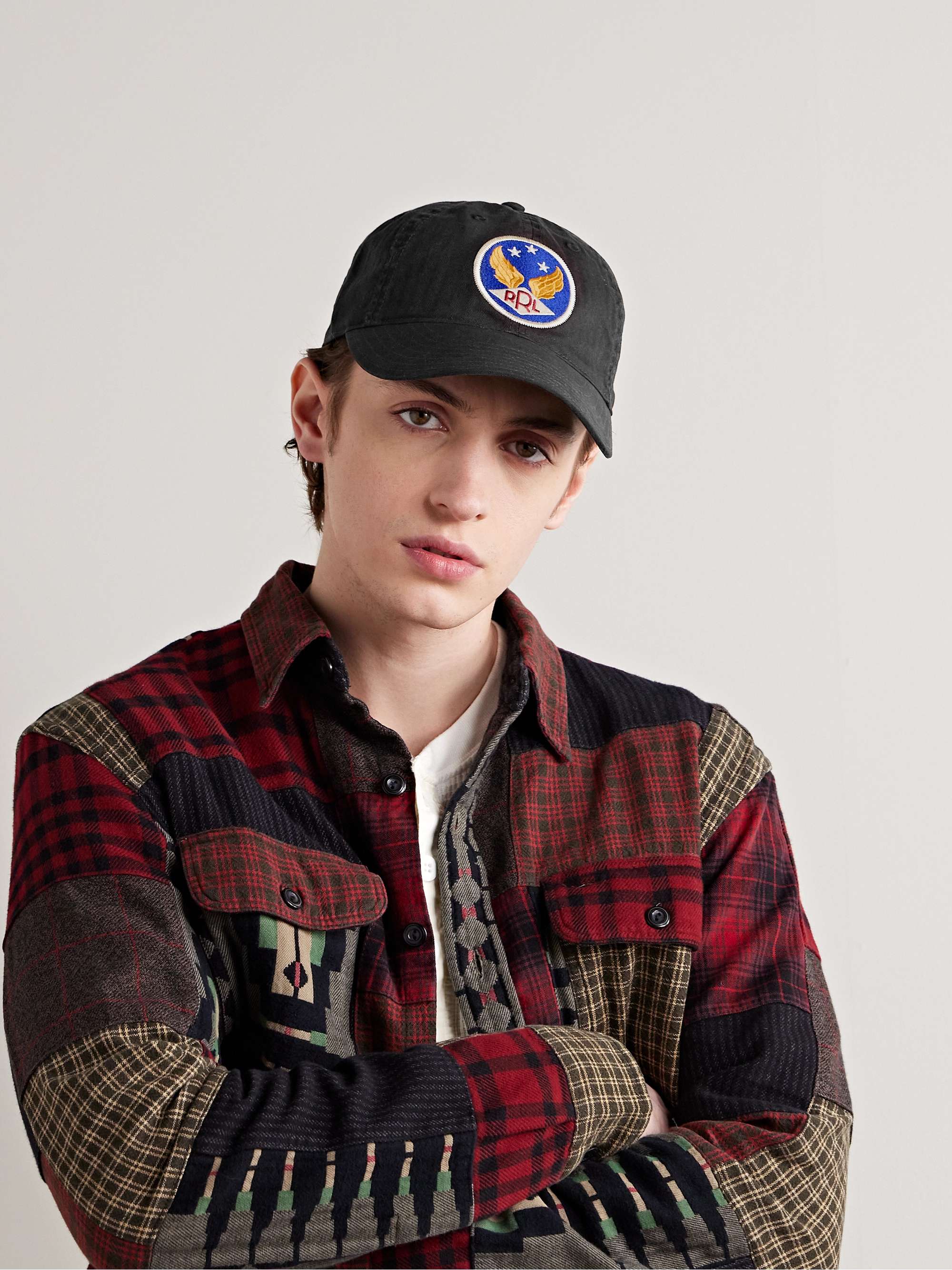 RRL Logo-Appliquéd Herringbone Cotton-Twill Baseball Cap