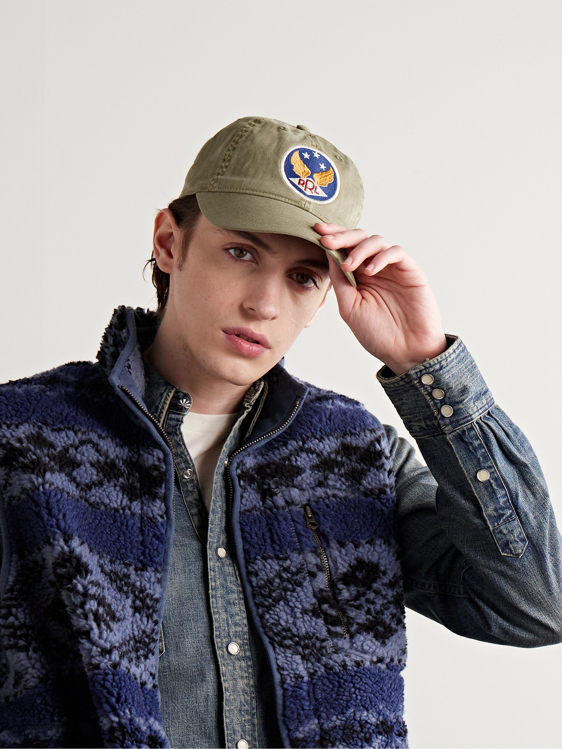 Logo-Appliquéd Herringbone Cotton-Twill Baseball Cap — 2