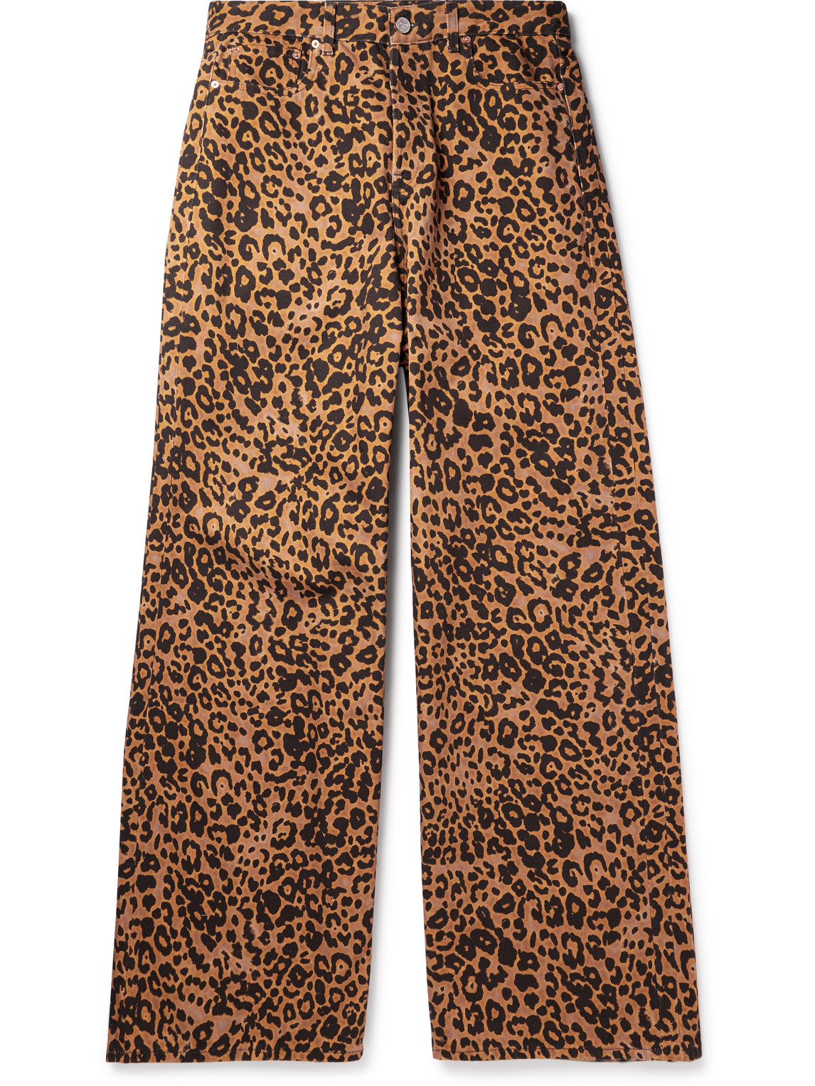Wide-Leg Leopard-Print Jeans
