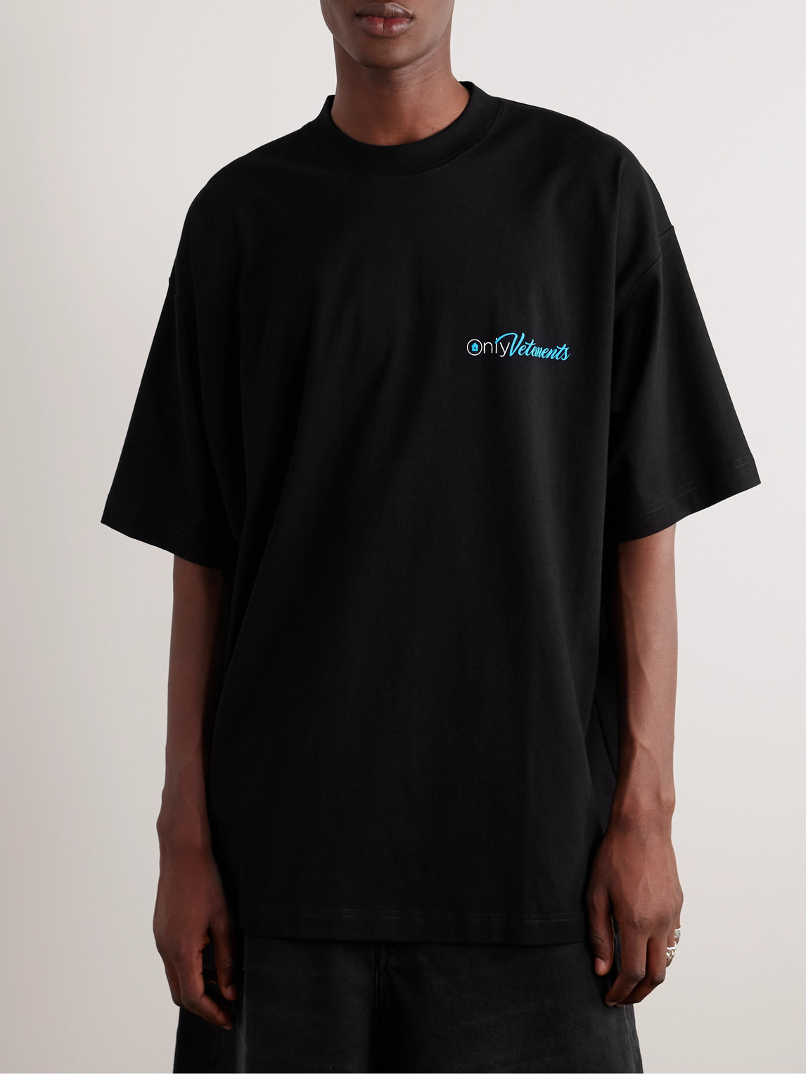 Oversized Logo-print Cotton-jersey T-shirt In Black