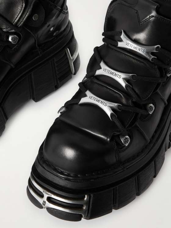 VETEMENTS + New Rock Embellished Leather Platform Sneakers for Men | MR ...