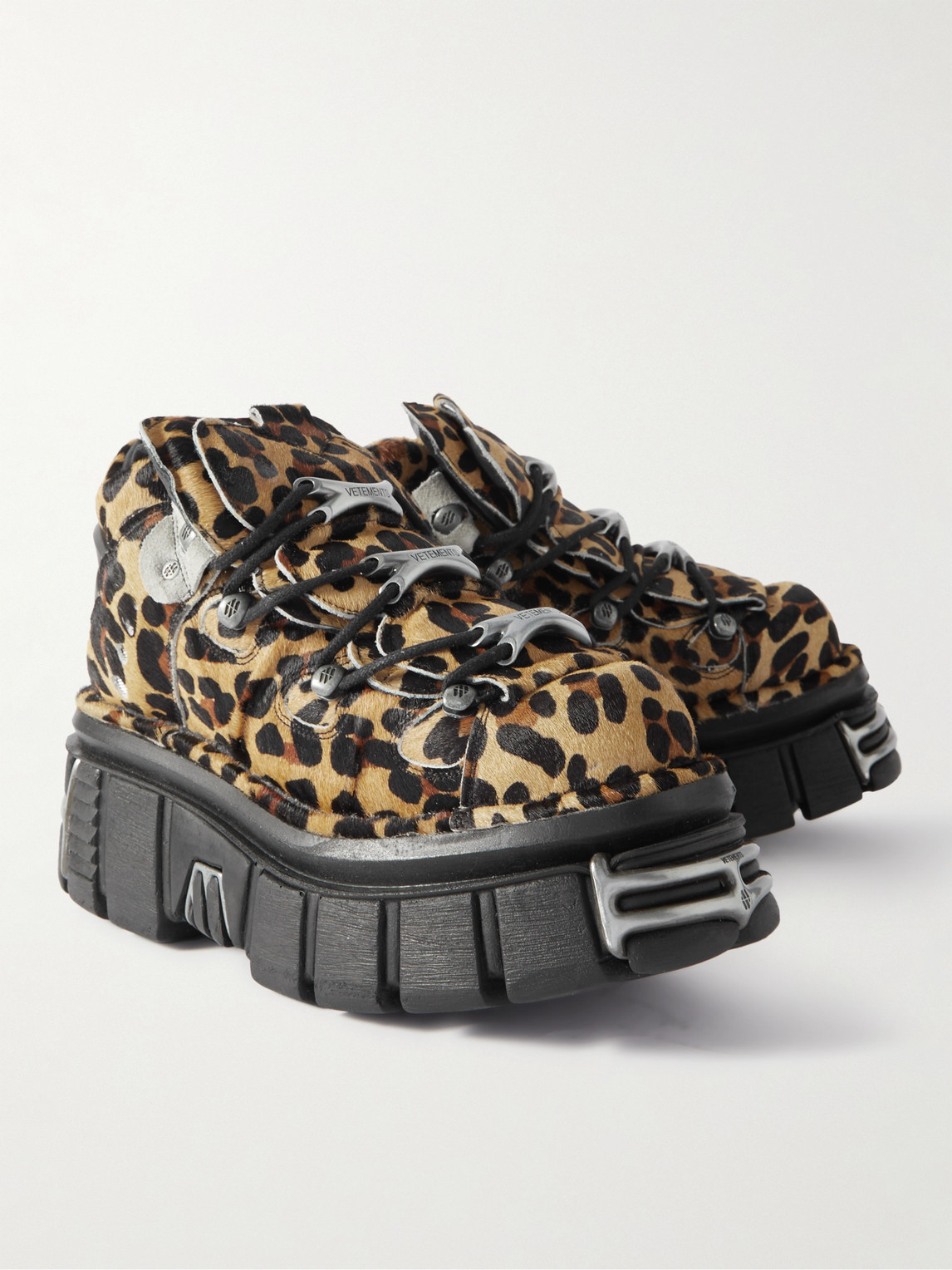 VETEMENTS - New Rock Embellished Leopard-Print Pony Hair Platform 