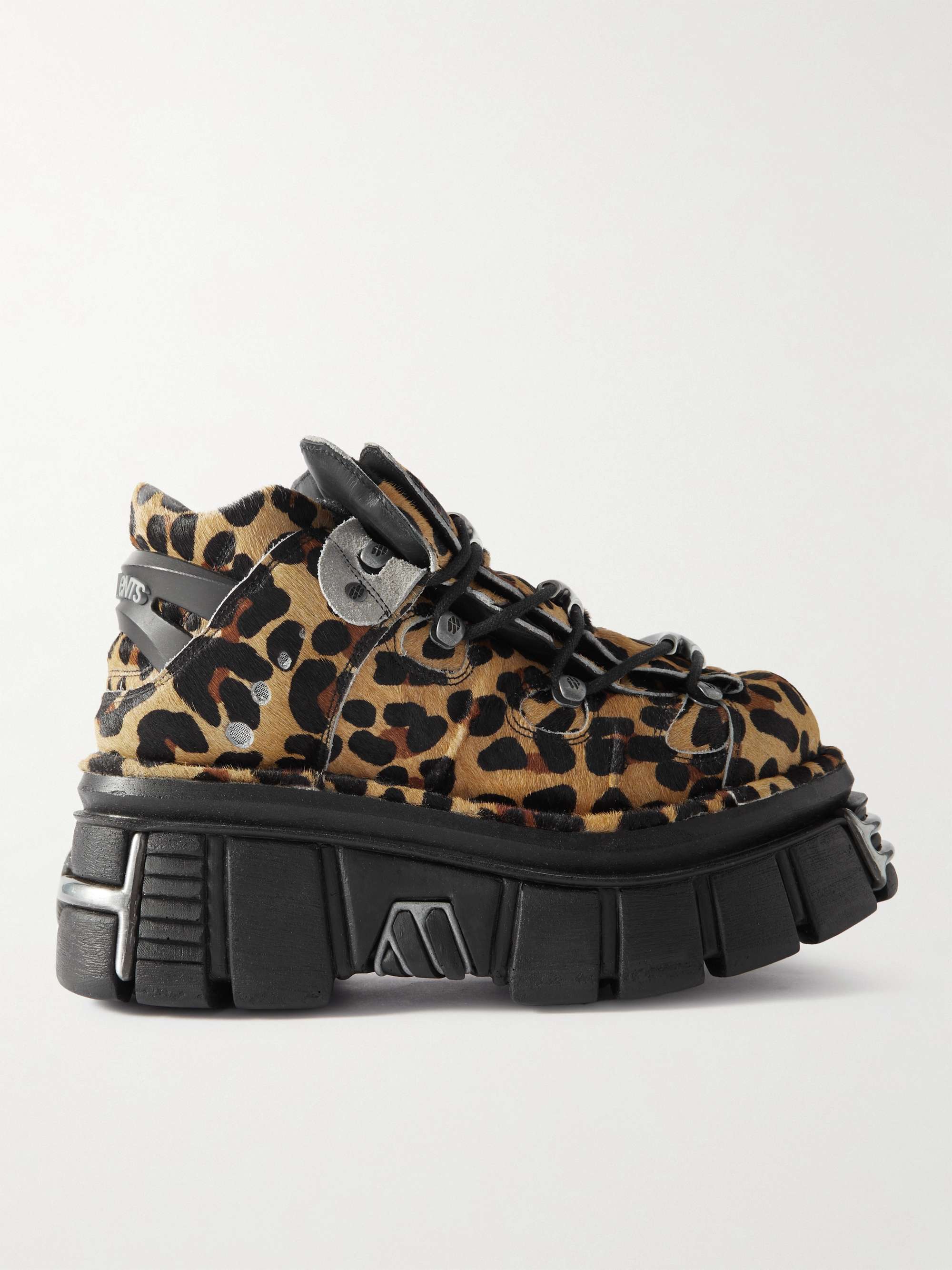 VETEMENTS + New Rock Embellished Leopard-Print Pony Hair Platform Sneakers  for Men