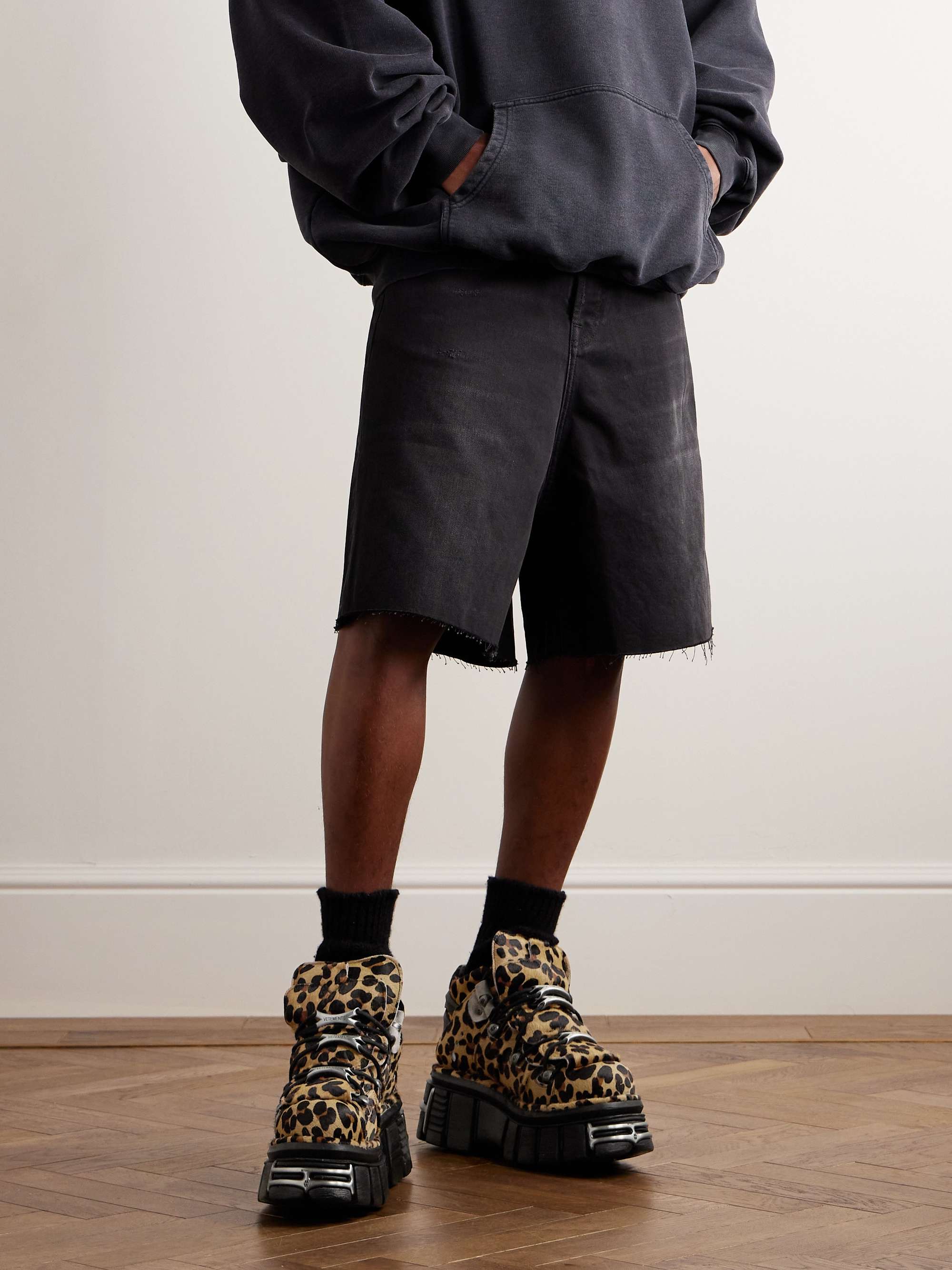 VETEMENTS + New Rock Embellished Leopard-Print Pony Hair Platform ...