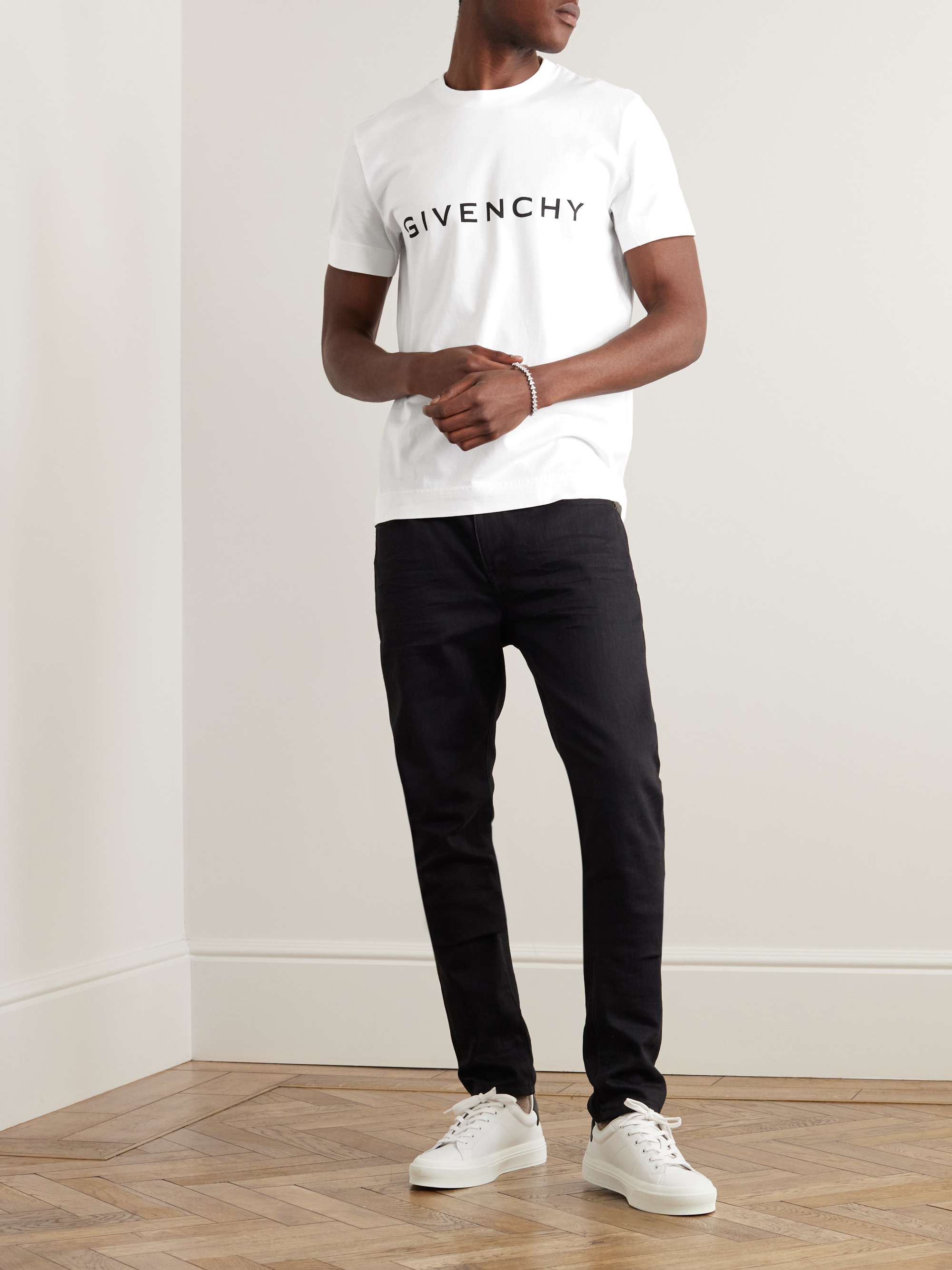 Alexander McQueen - Logo-Flocked Cotton-Jersey T-Shirt - White Alexander  McQueen