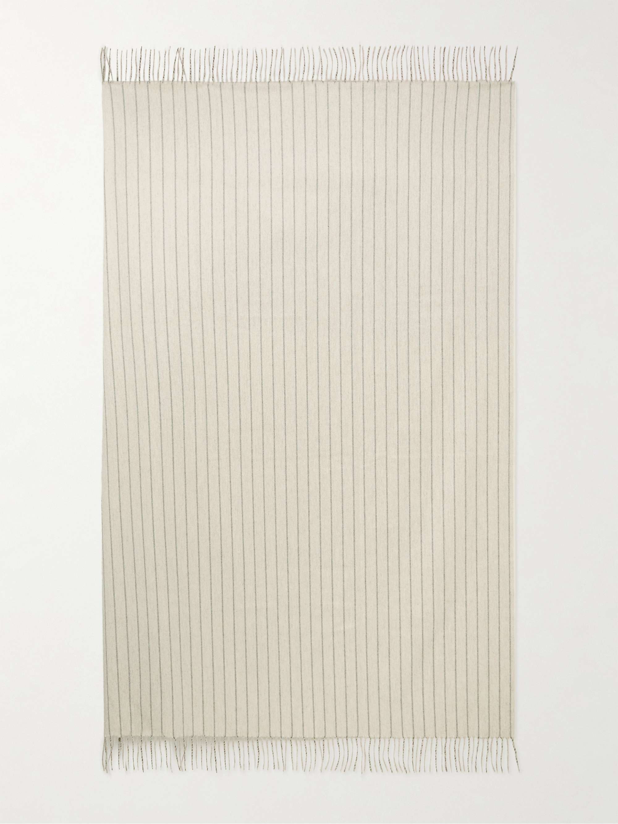 LORO PIANA Fringed Striped Cashmere Blanket