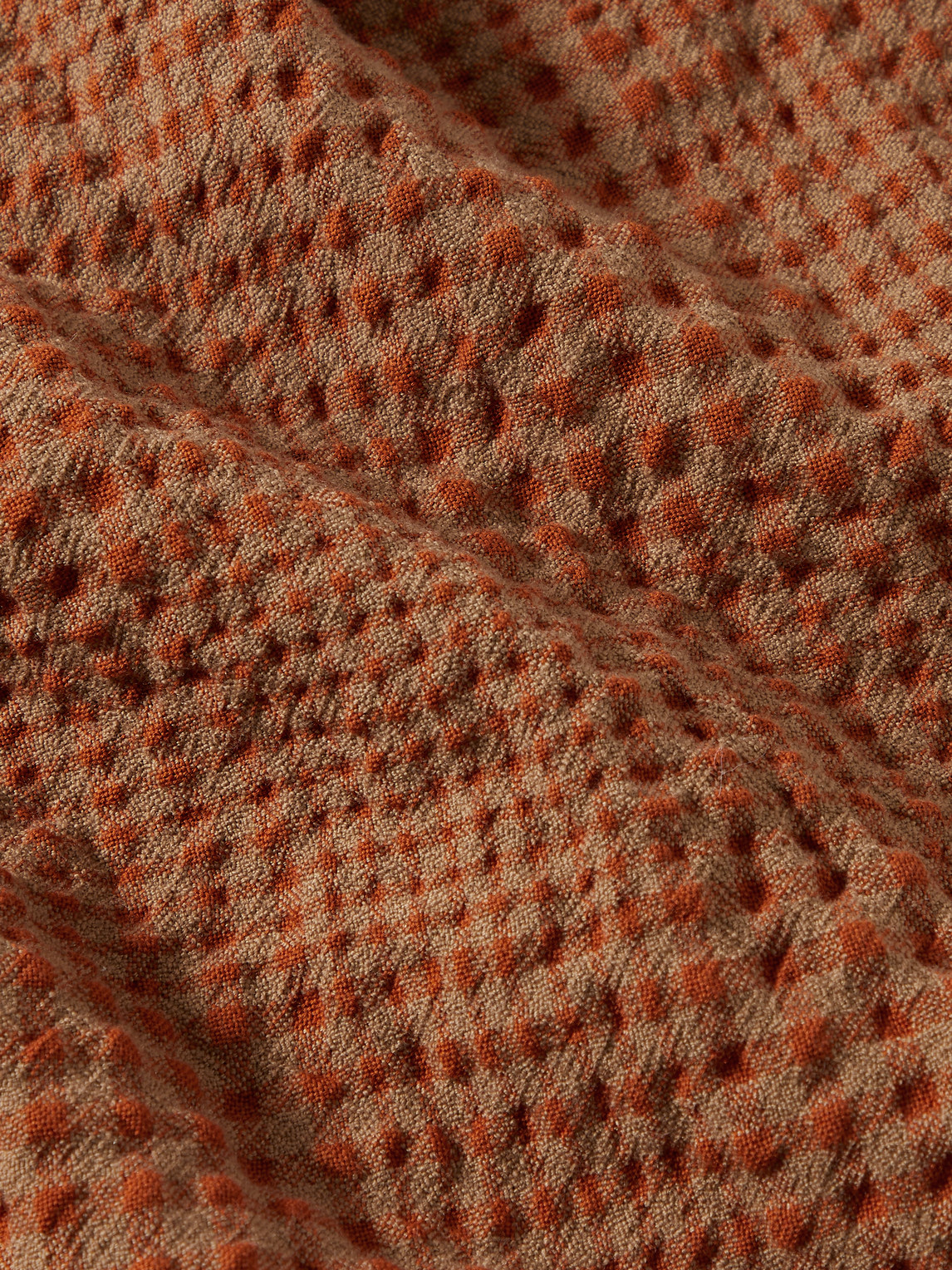 Shop Loro Piana Frayed Checked Wool-blend Seersucker Scarf In Orange