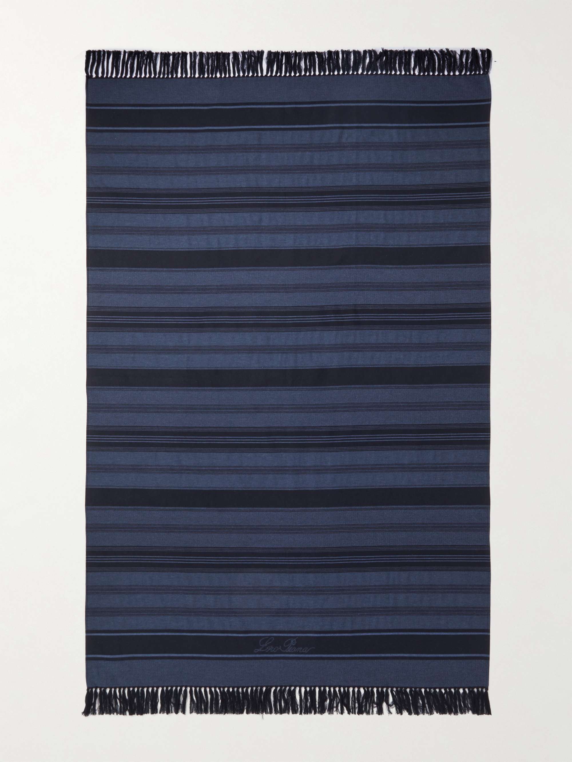 LORO PIANA Fringed Striped Cotton-Terry Beach Towel