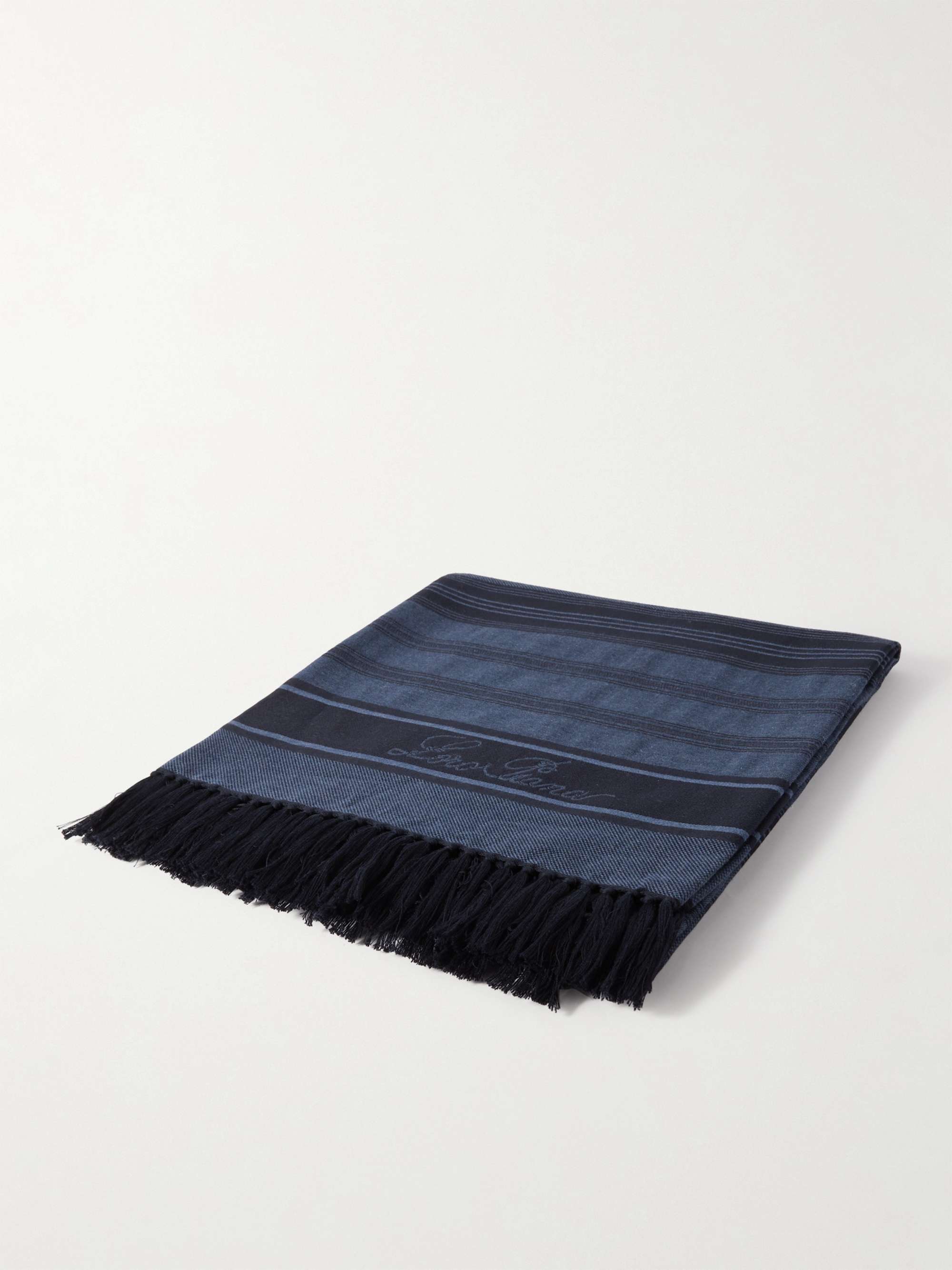 LORO PIANA Fringed Striped Cotton-Terry Beach Towel