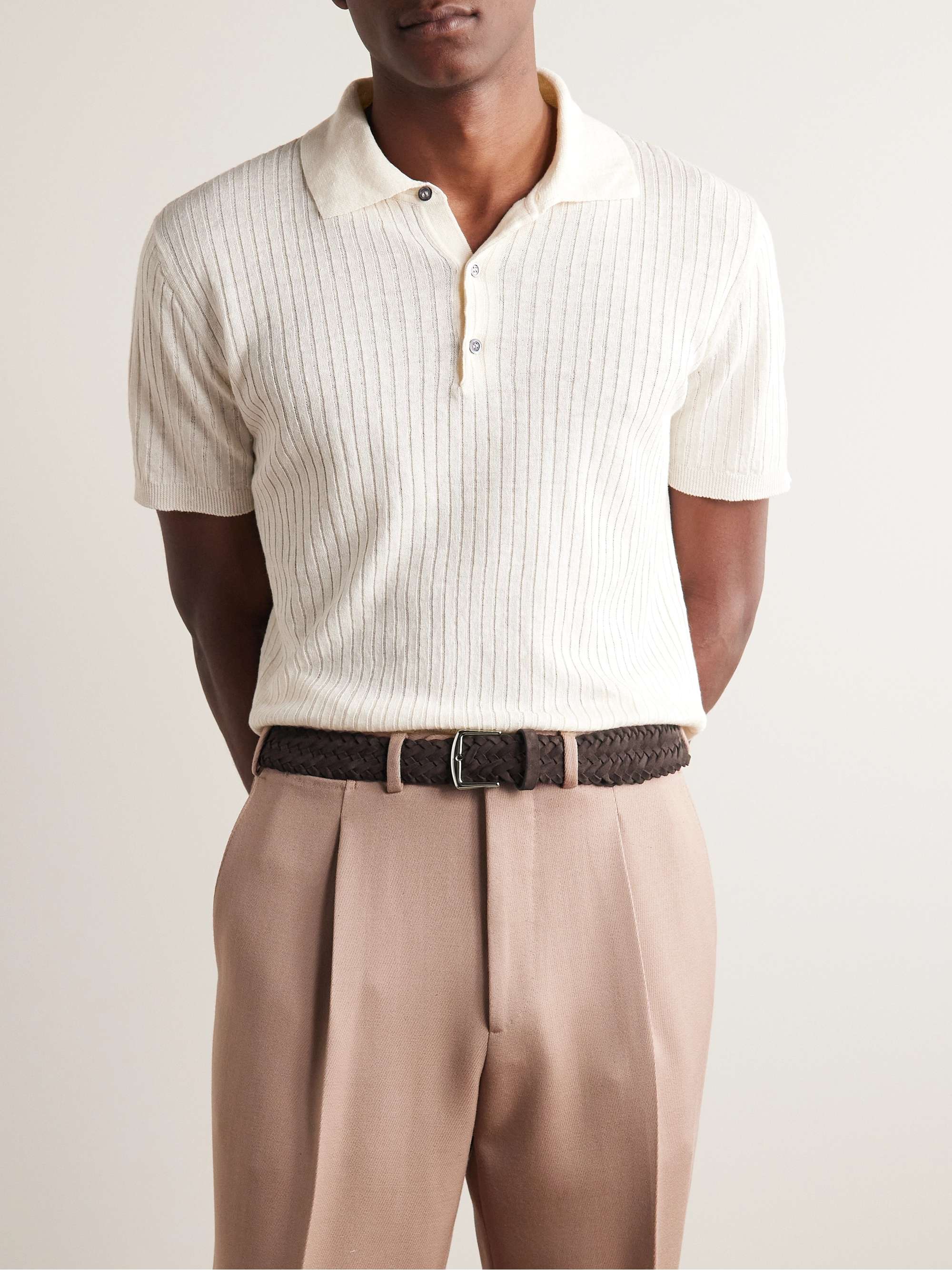 LORO PIANA 4cm Woven Suede Belt