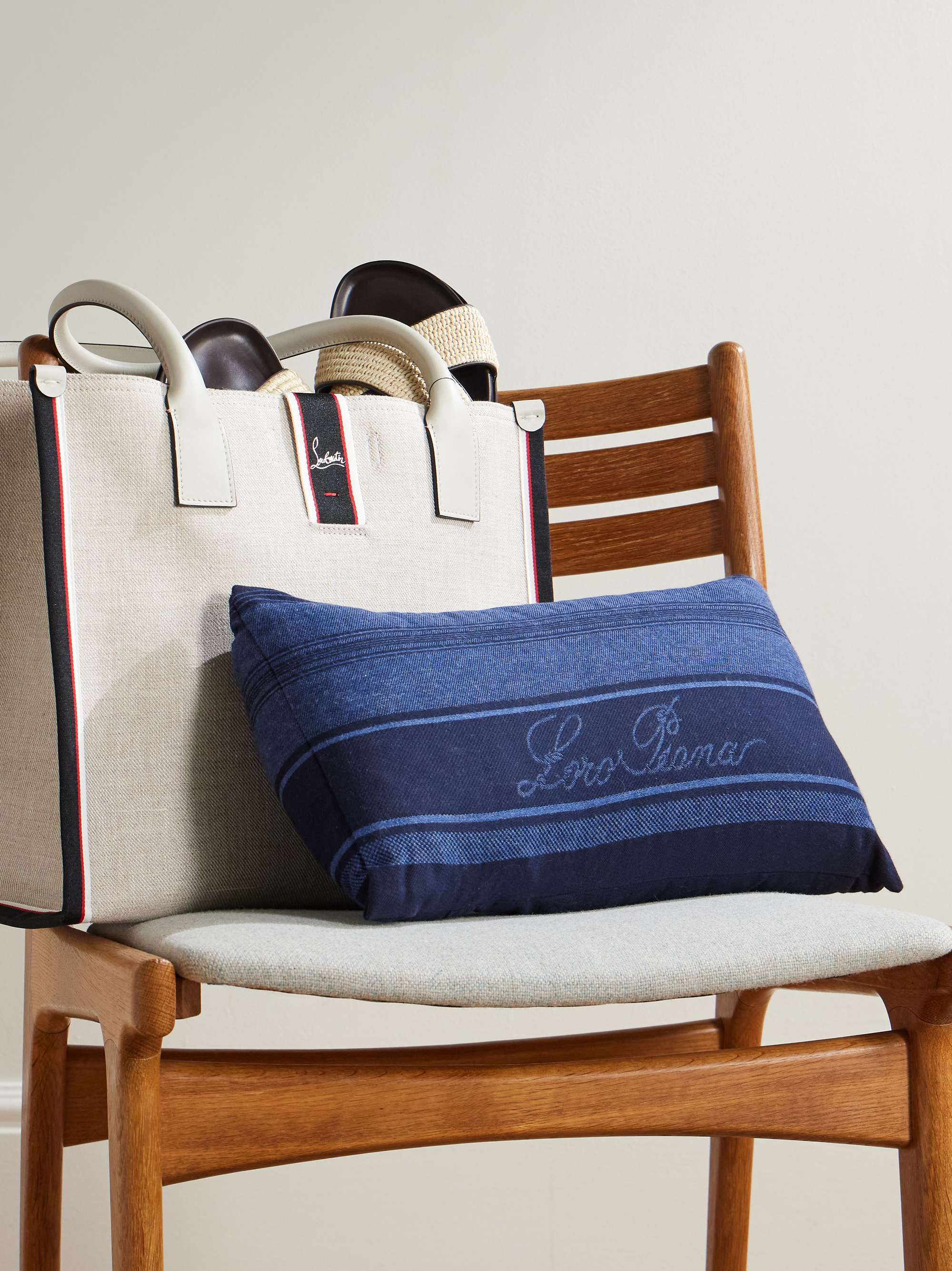 LORO PIANA Printed Denim Beach Pillow