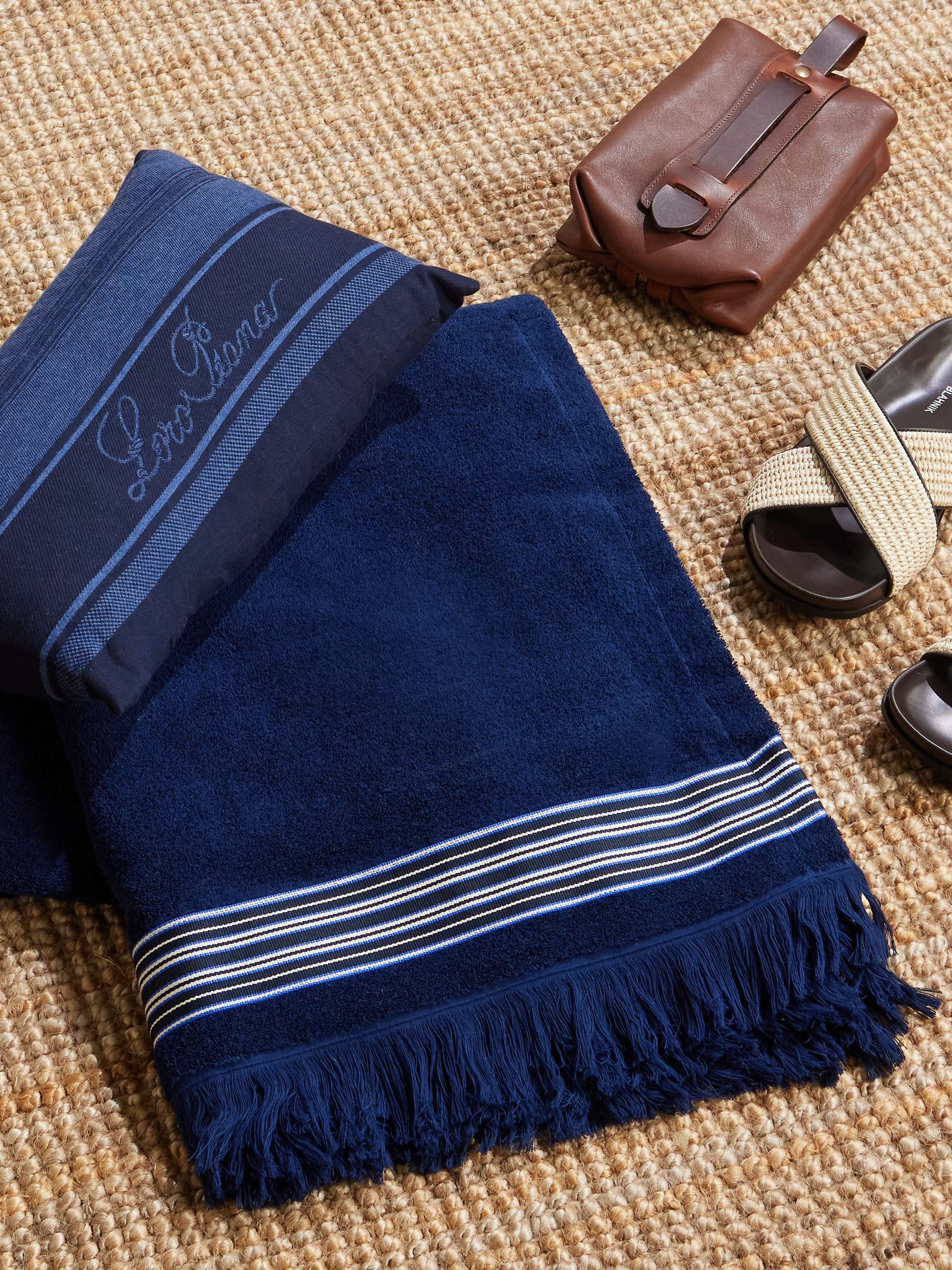 LORO PIANA Suitcase Stripe Fringed Cotton-Jacquard Beach Towel